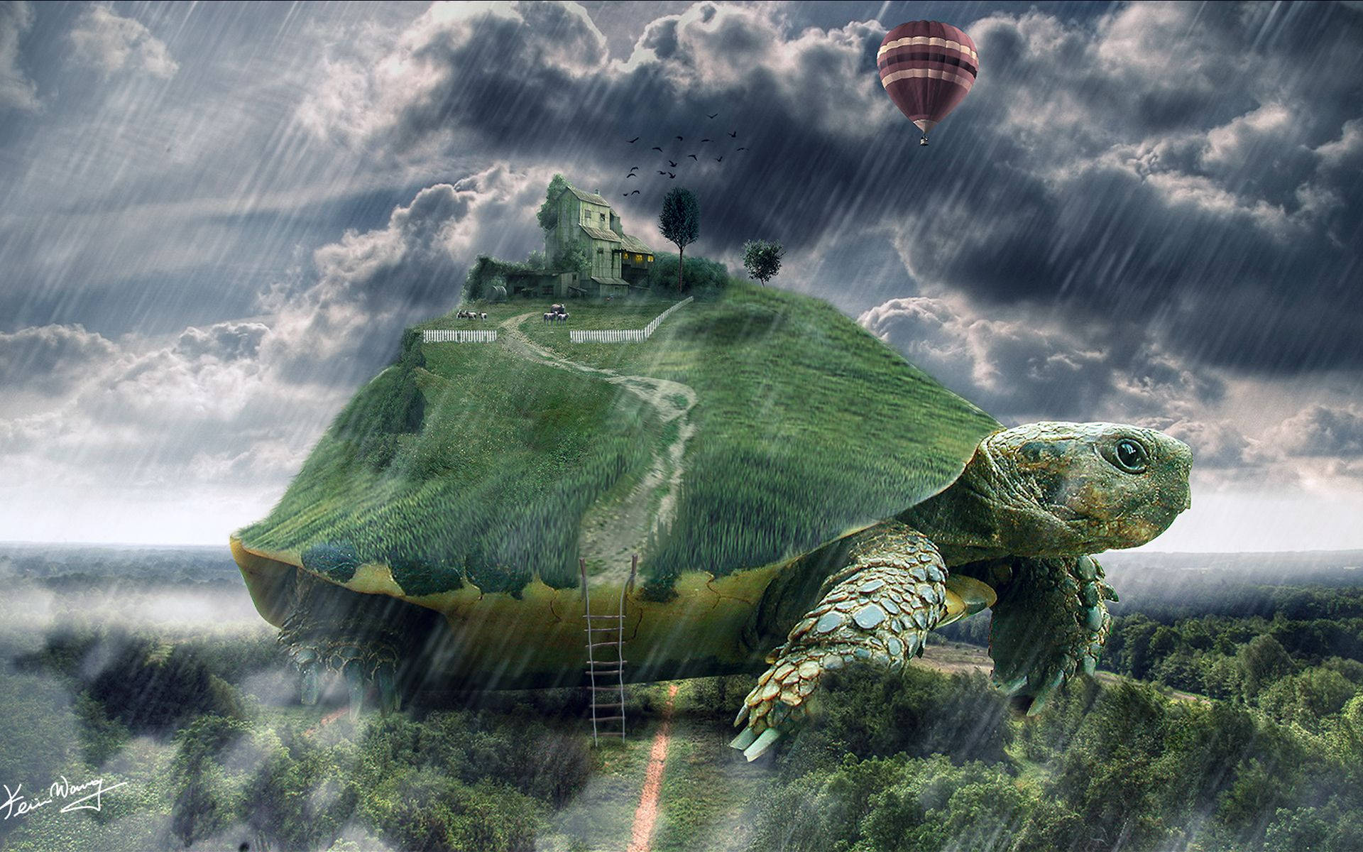 Cool Turtle Graphic Art Background