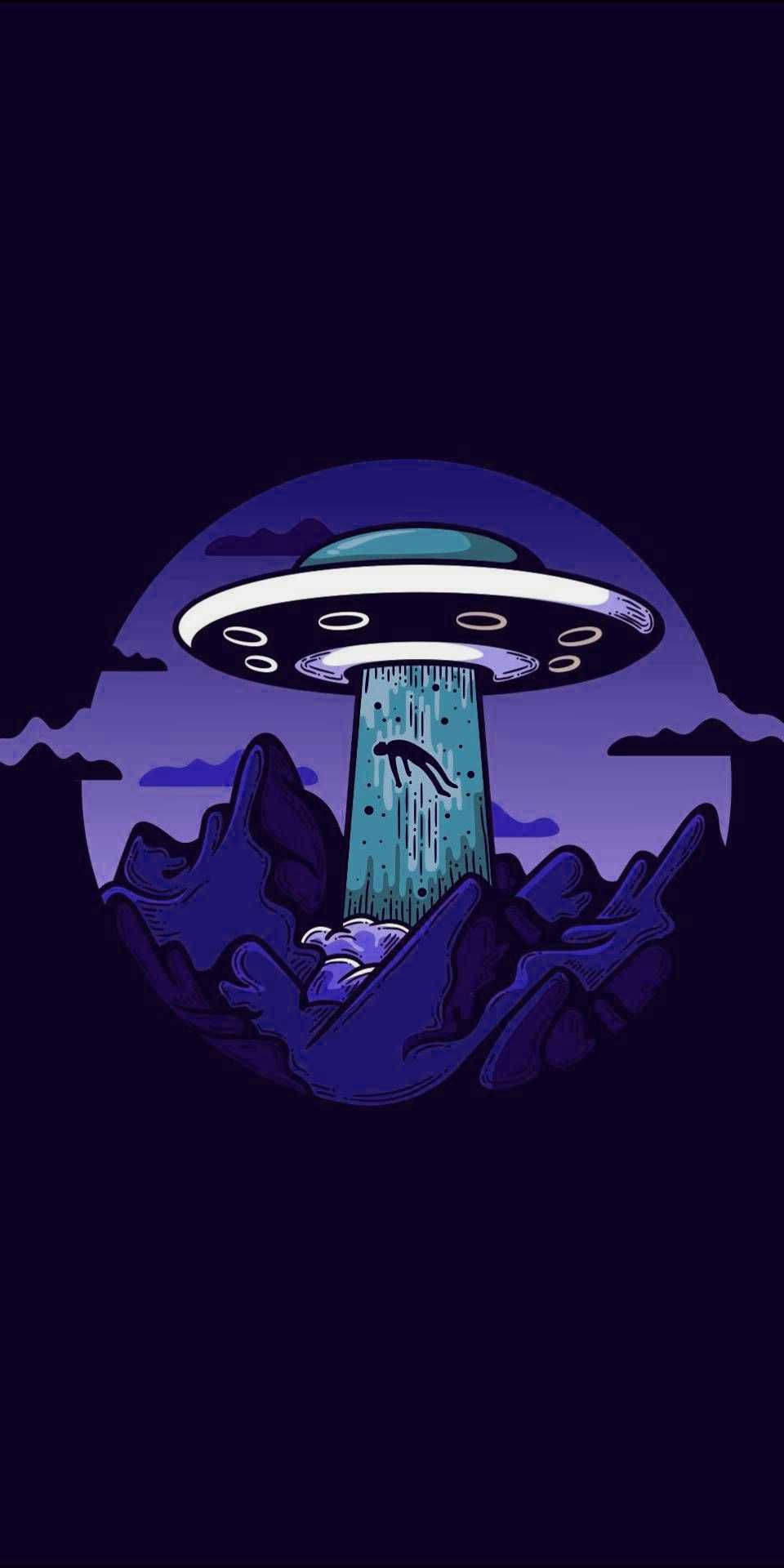 Cool Ufo Abduction Cartoon Background