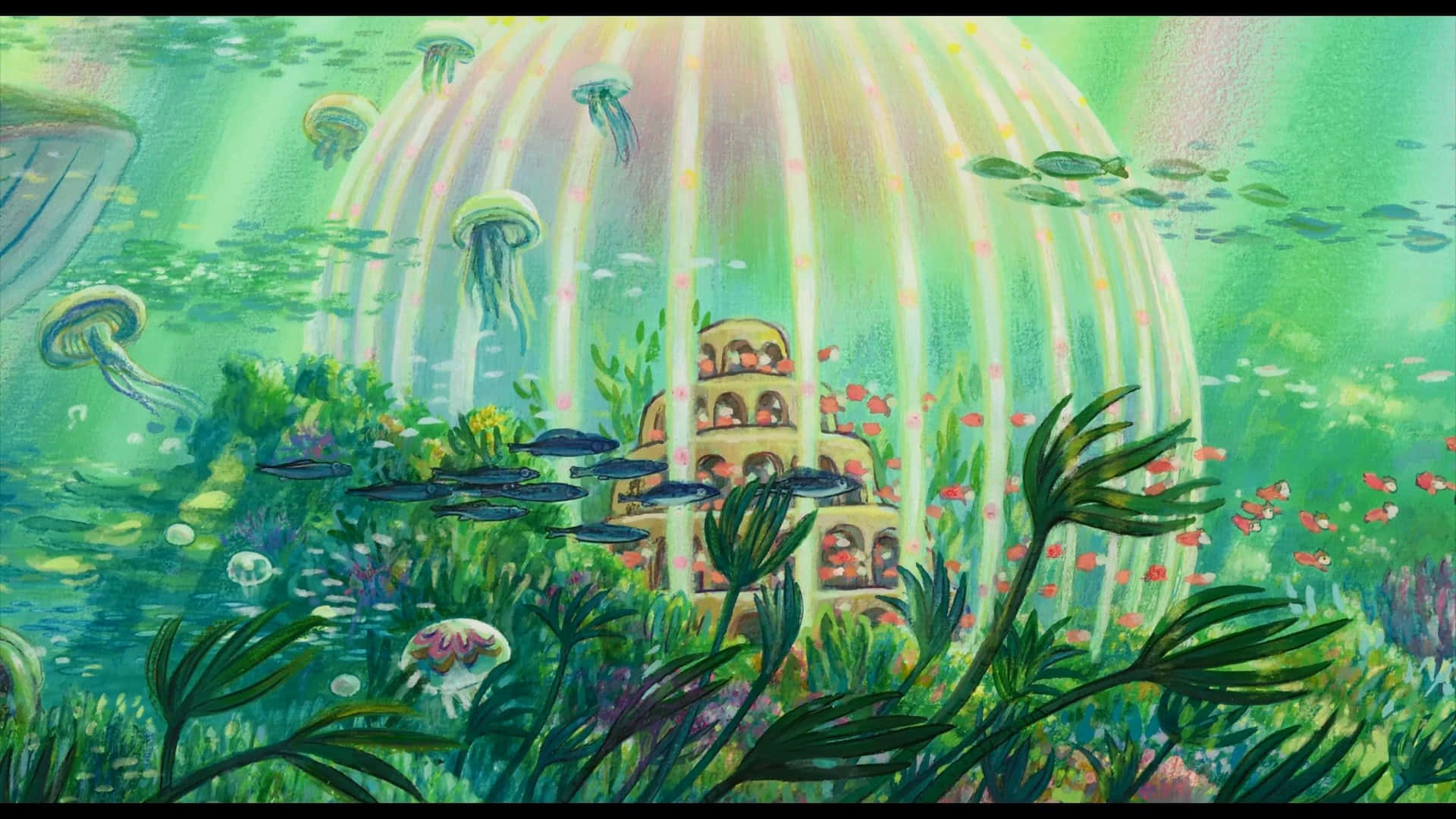 Cool Underwater Kingdom Gake No Ue No Ponyo Background