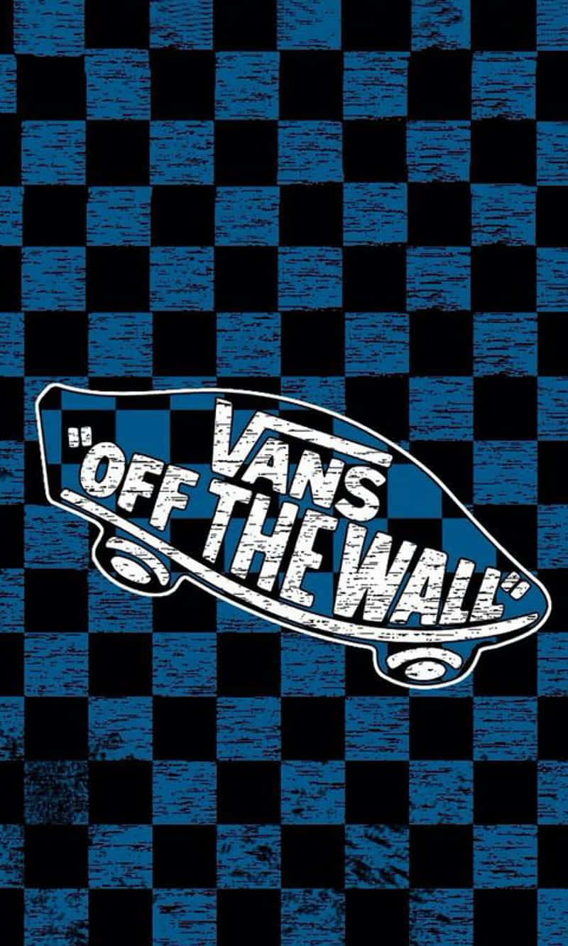 Cool Vans Logo Against A Blue And Black Background Background