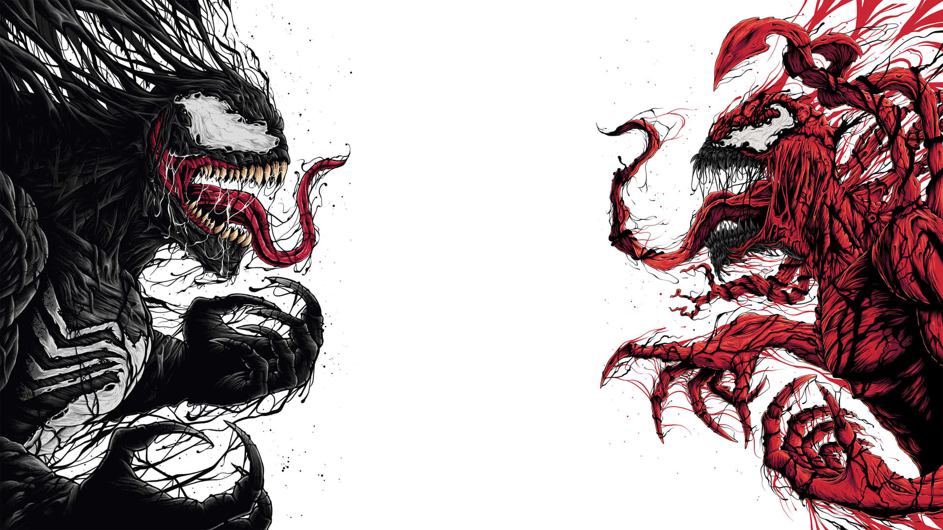 Cool Venom Vs Carnage Art White Background