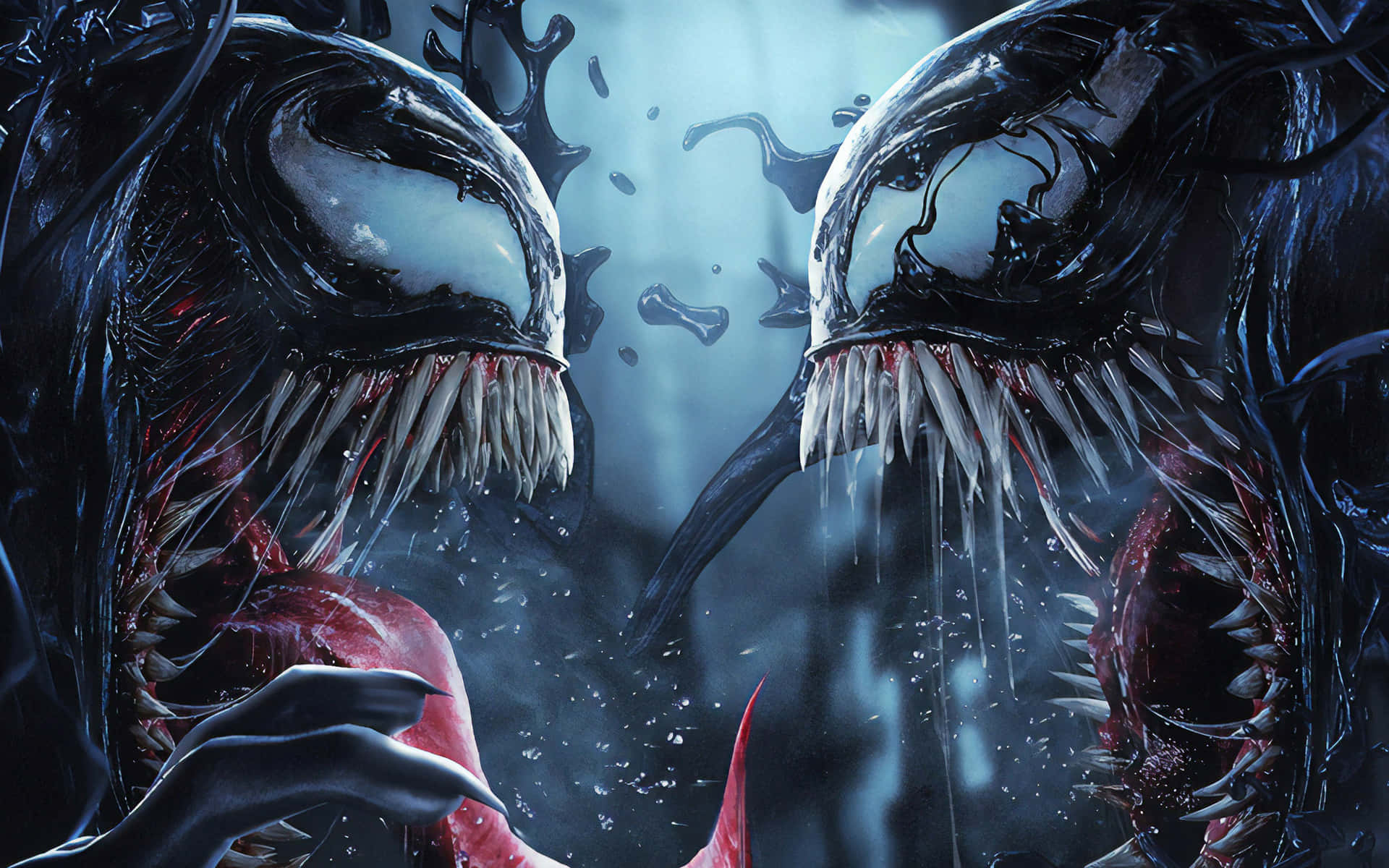 Cool Venom Vs Carnage Black Face-to-face Background