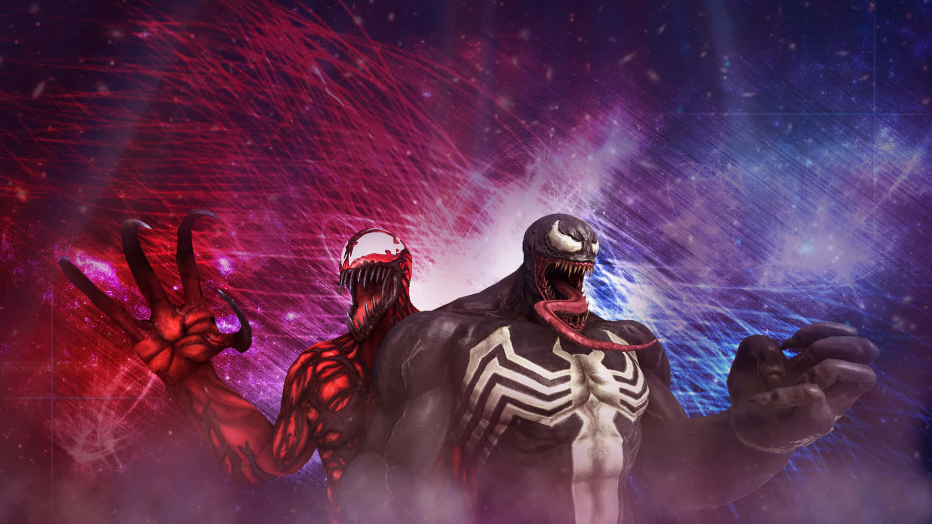 Cool Venom Vs Carnage Red And Blue Background