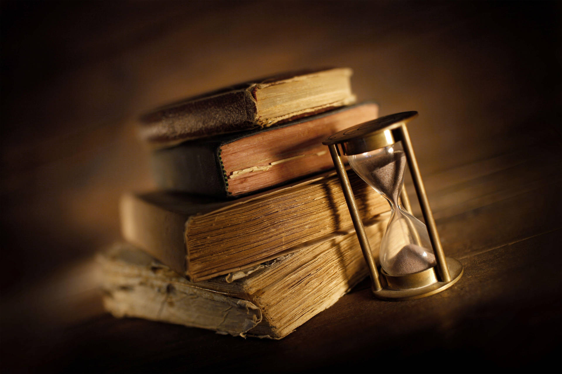 Cool Vintage Books And Hourglass Background