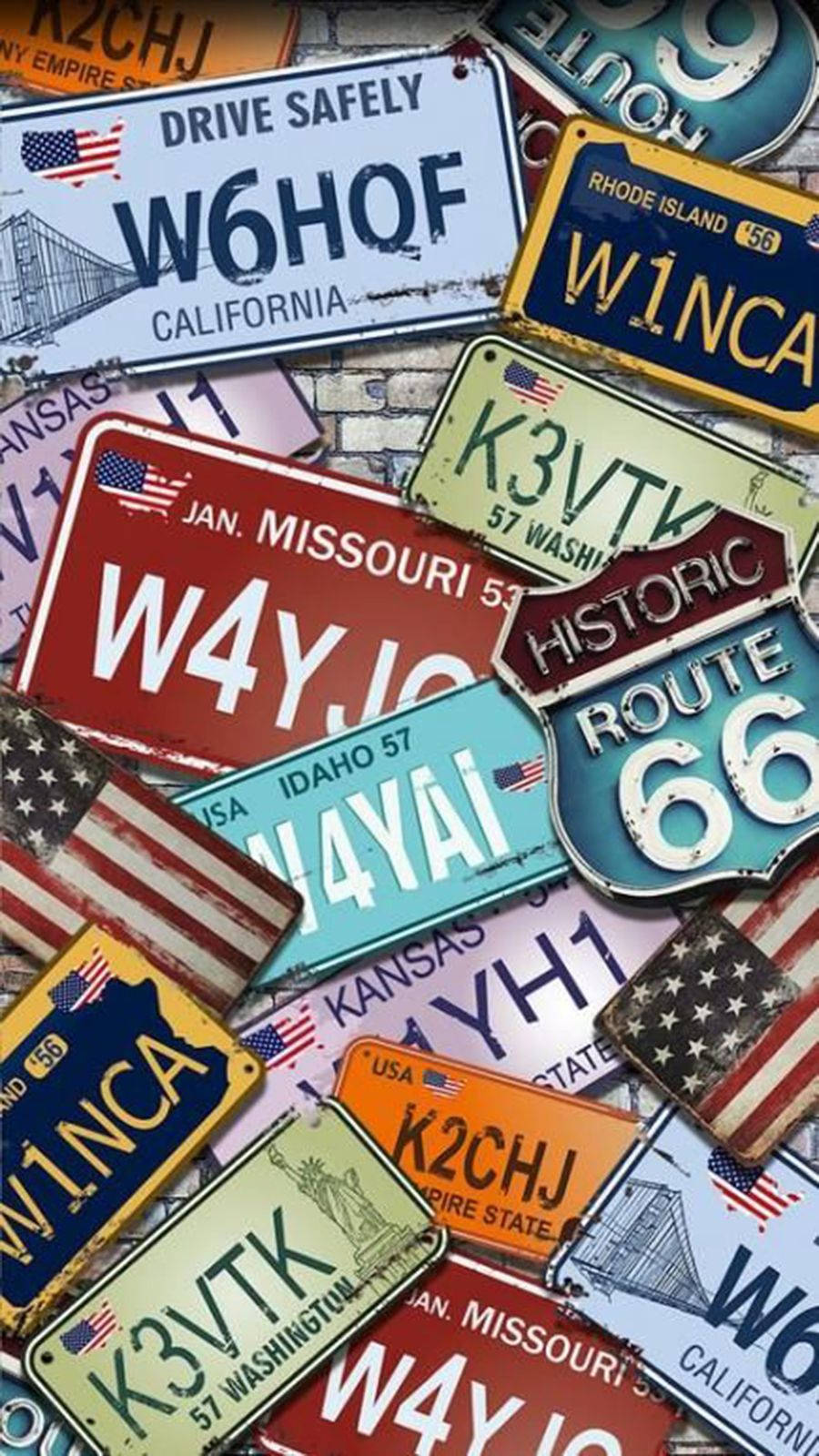 Cool Vintage Us License Plates Background