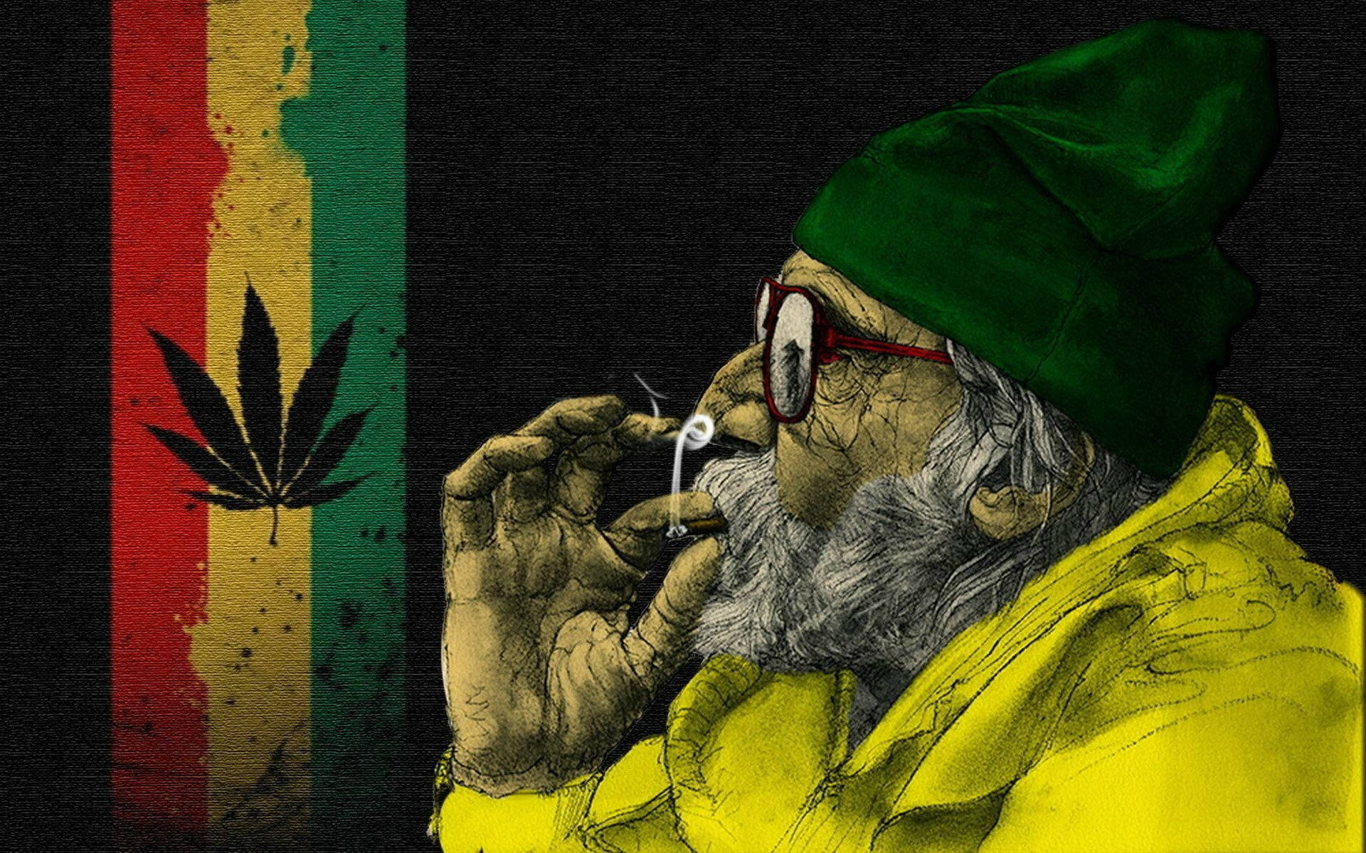Cool Weed Old Man Reggae Background