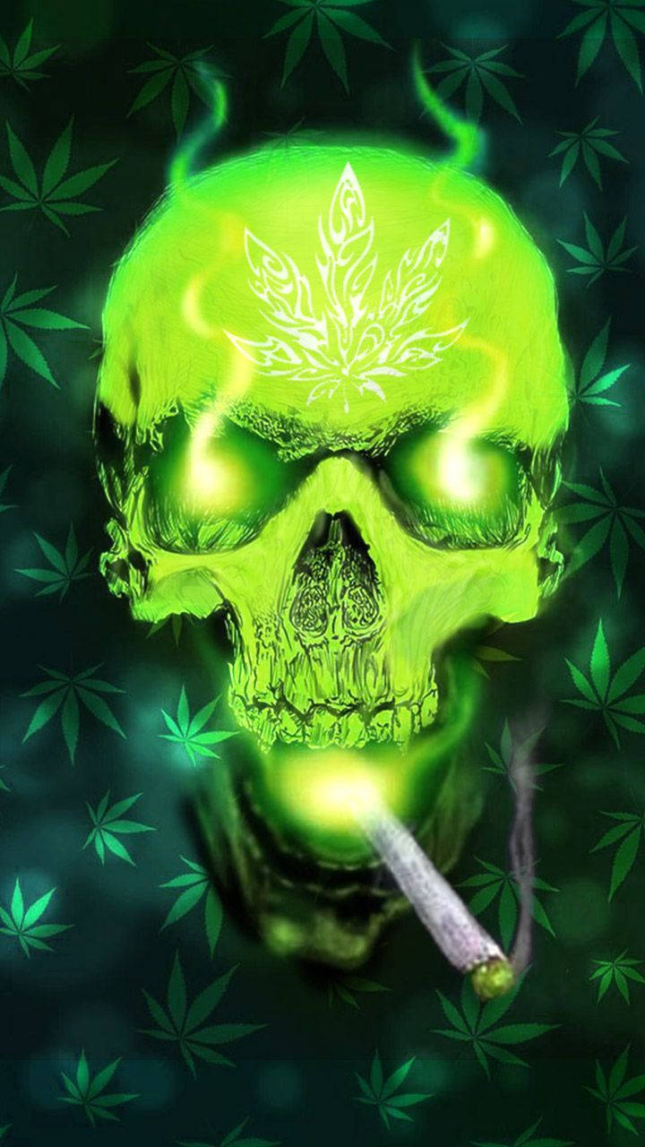 Cool Weed Skull Portrait Background