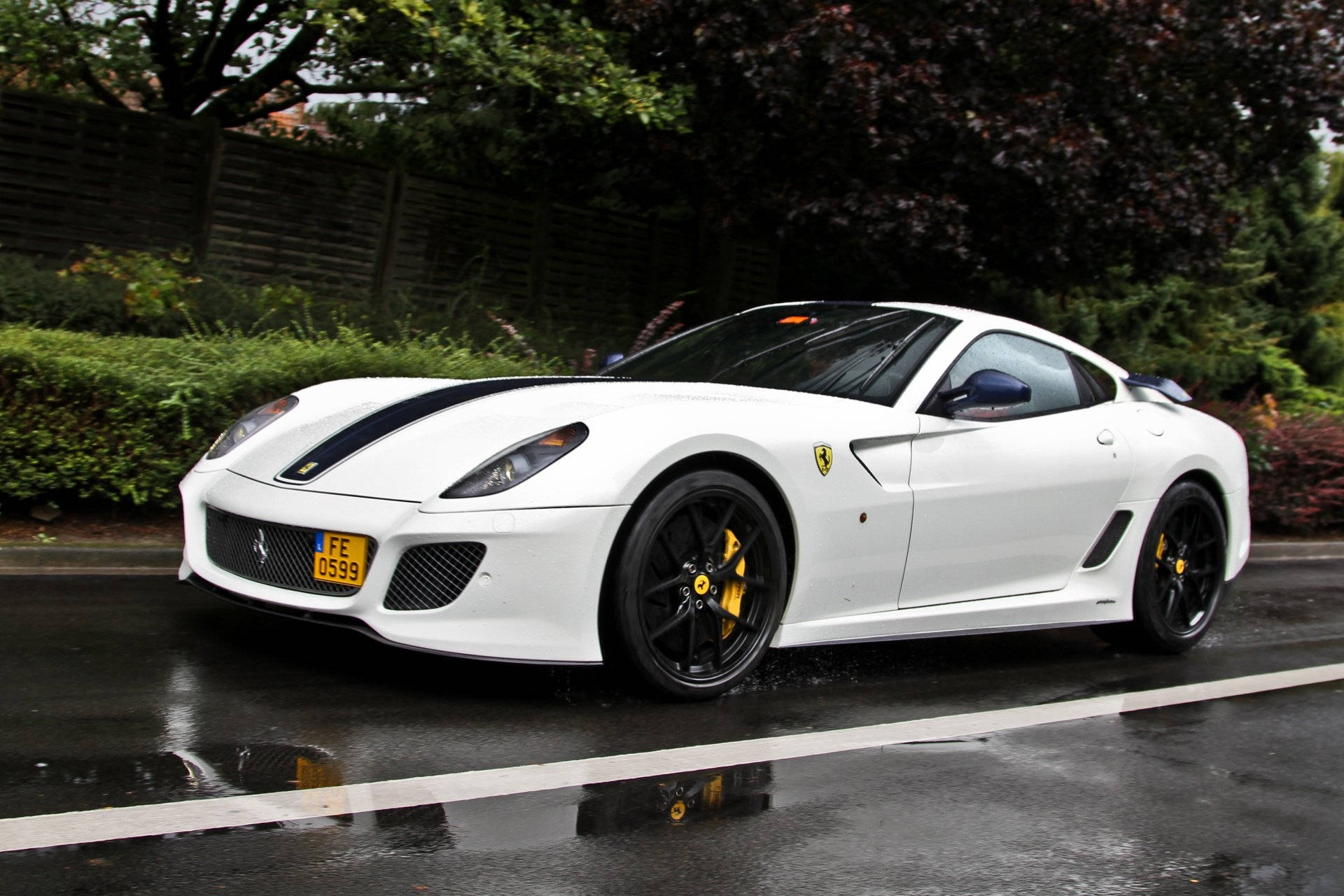 Cool White Ferrari On The Road Background