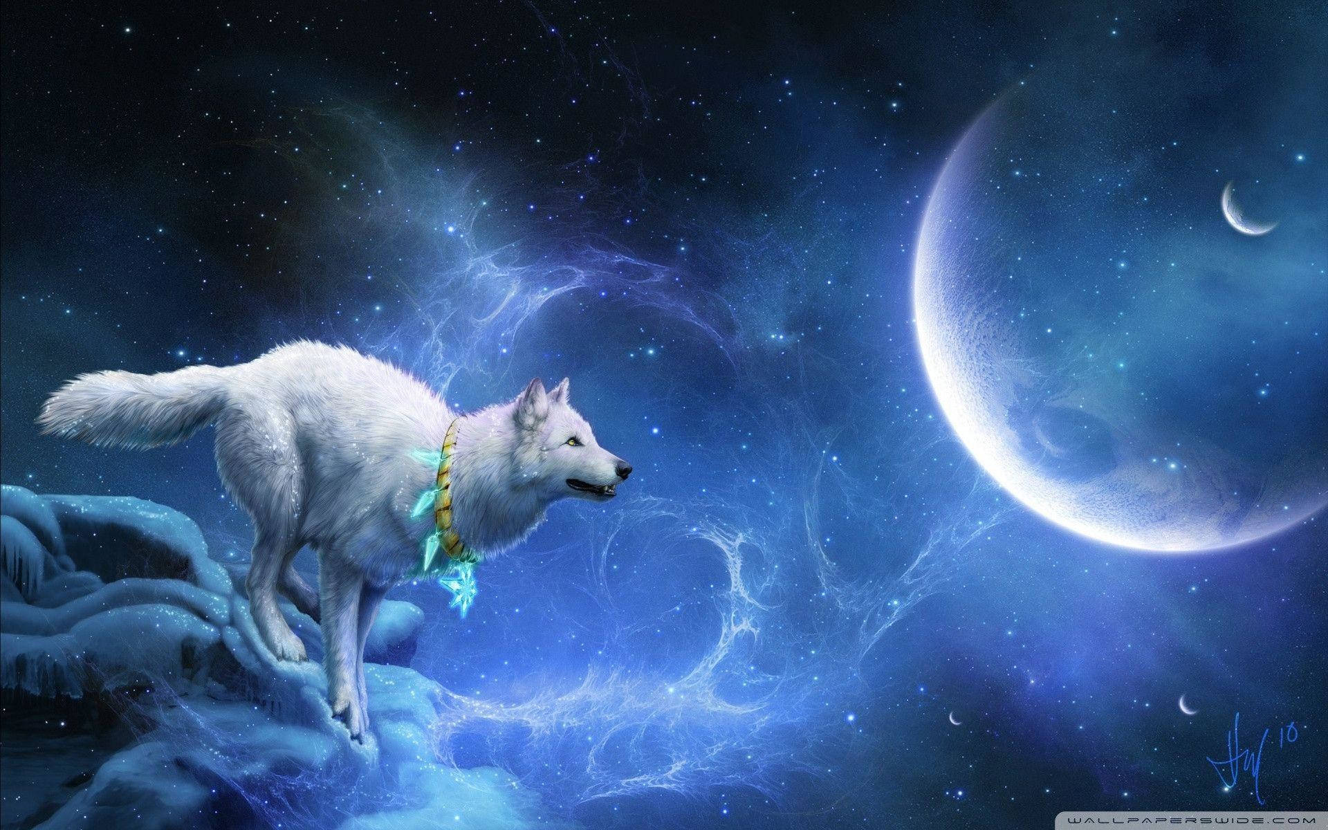 Cool Wolf Planet Background