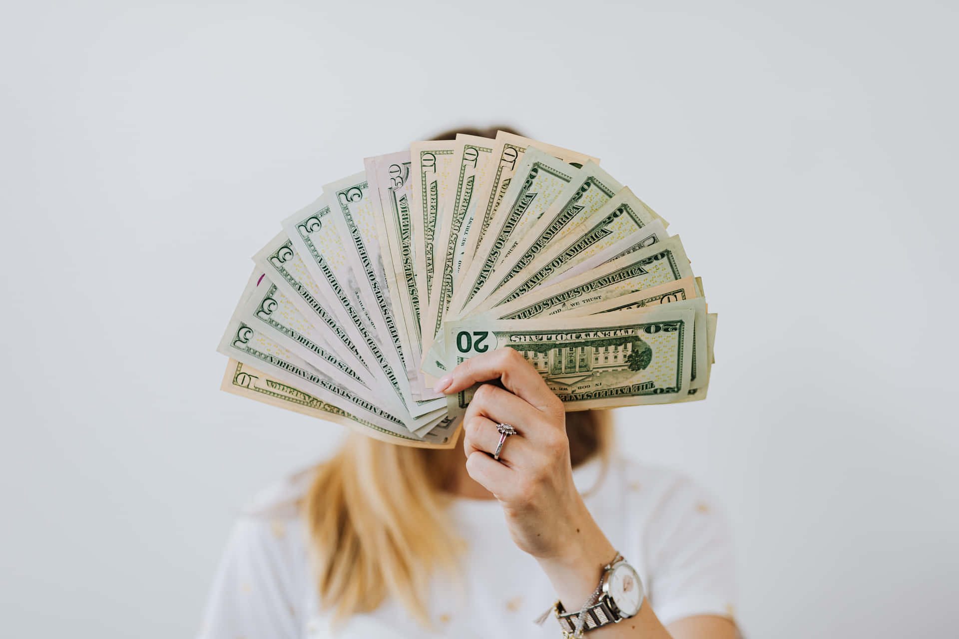 Cool Woman Holding Money Background