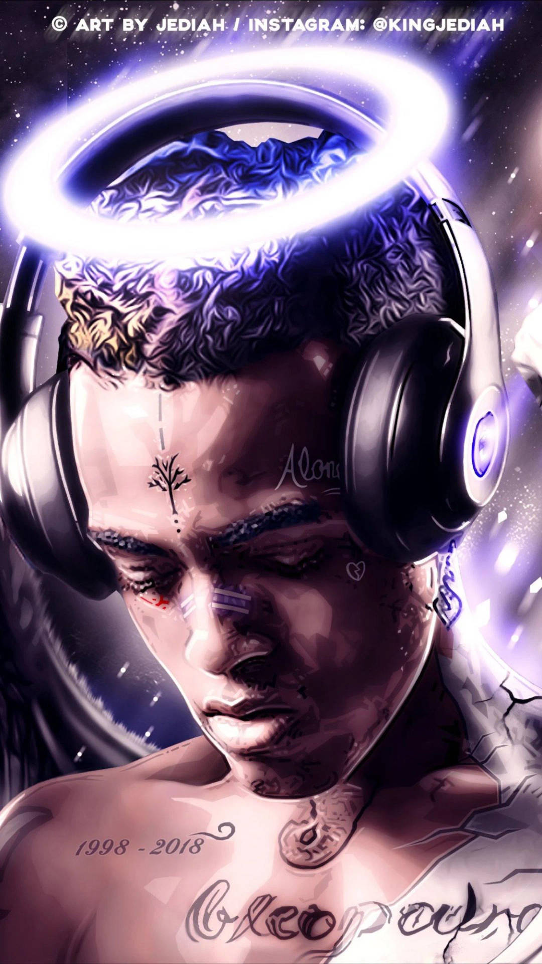 Cool Xxxtentacion With Halo And Headphones Background