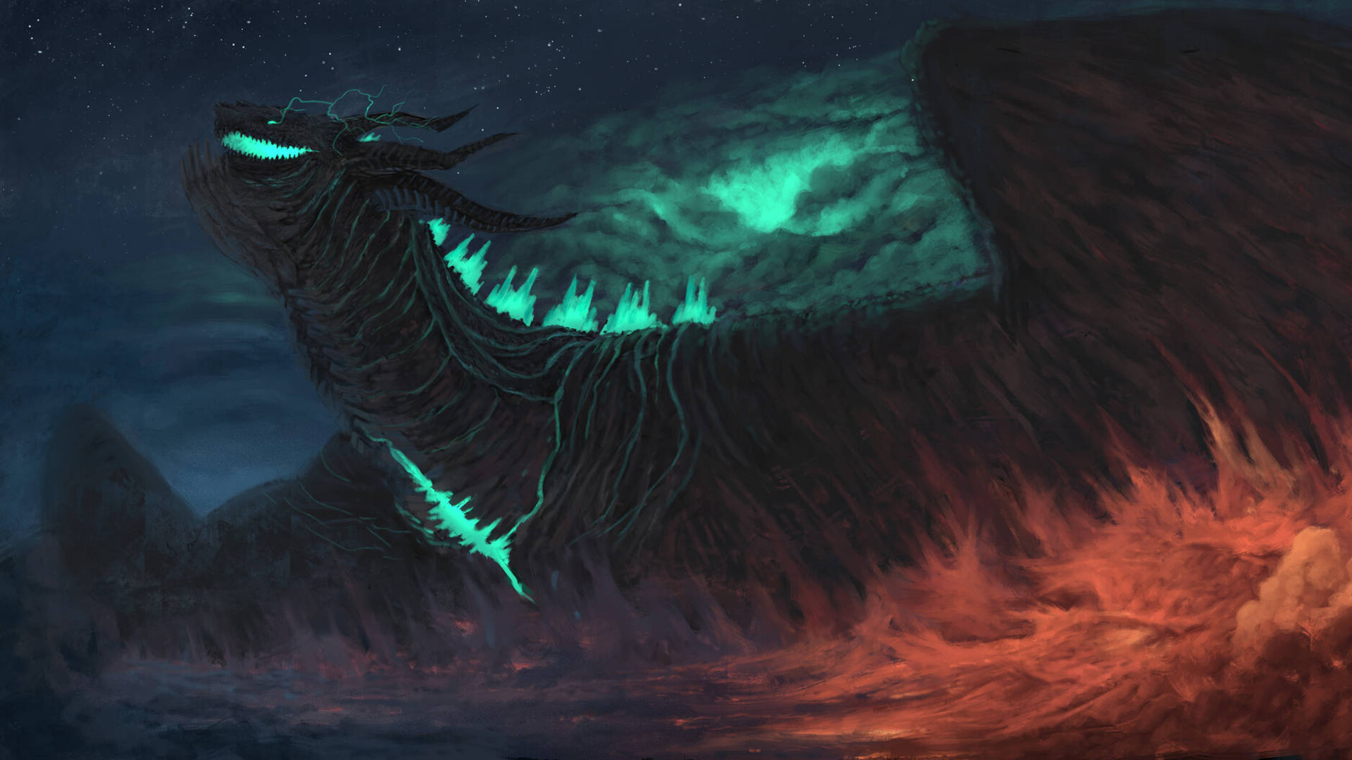 Coolest Dragon Fantasy Dominator Of Storms Digital Art Background