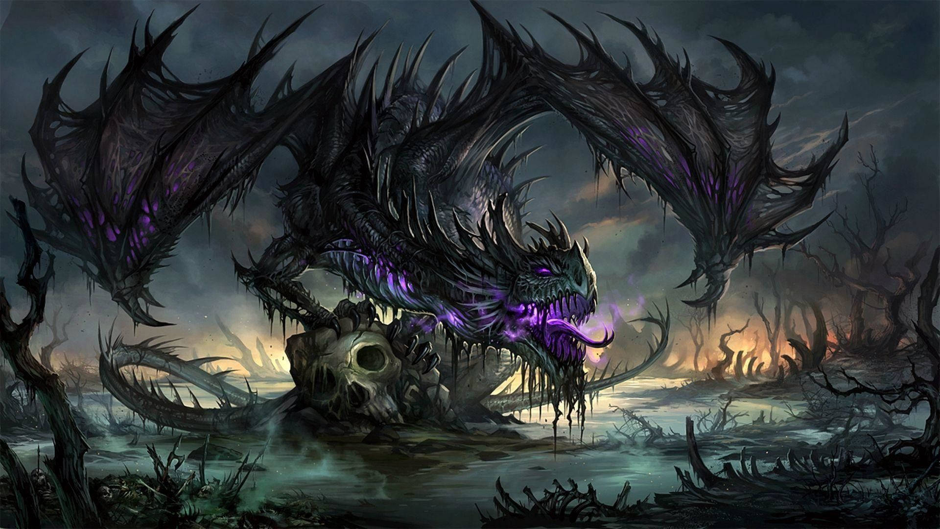 Coolest Dragon Of Death Draco Mortem Background