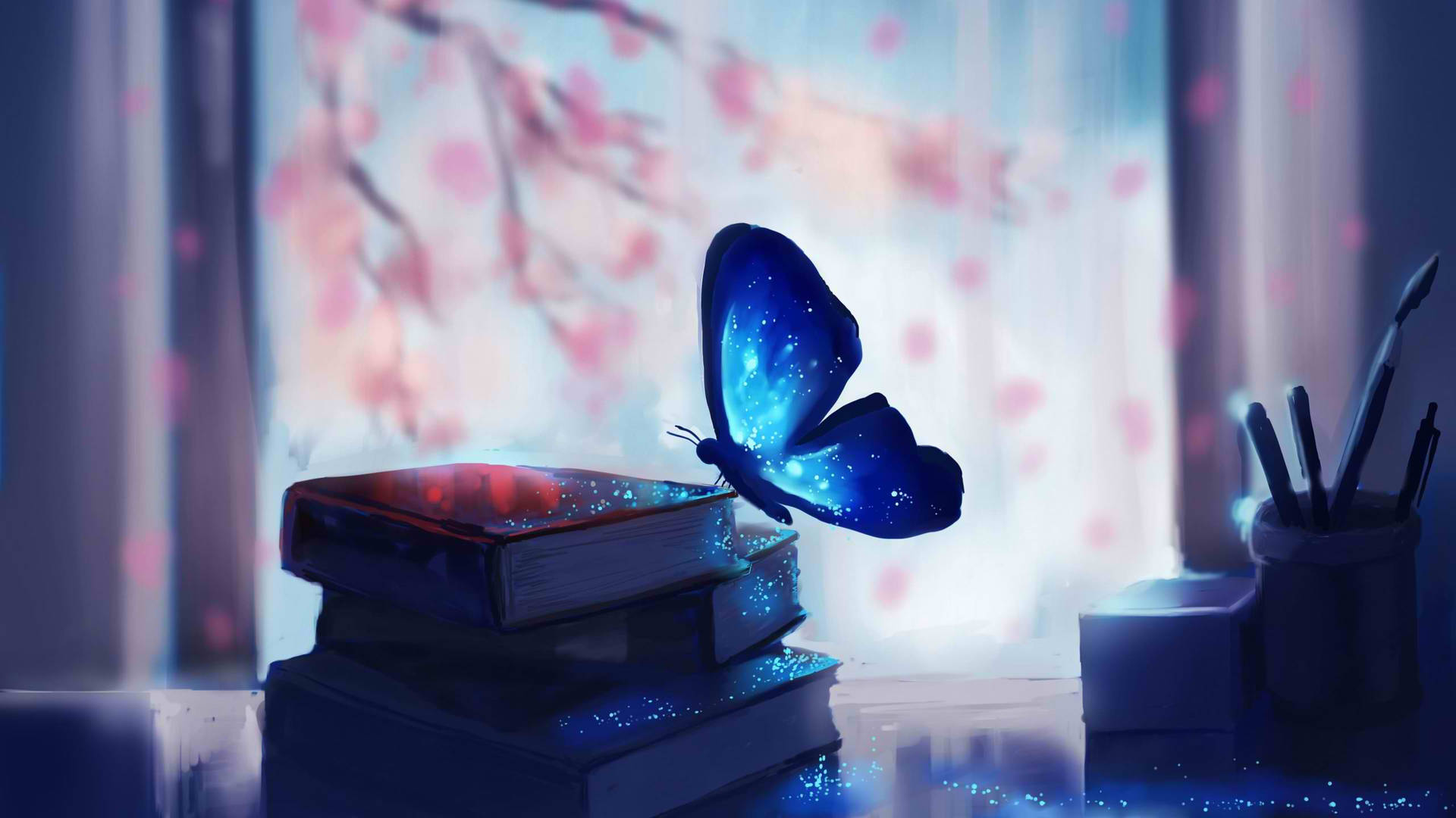 Coolest Luminous Blue Butterfly Background
