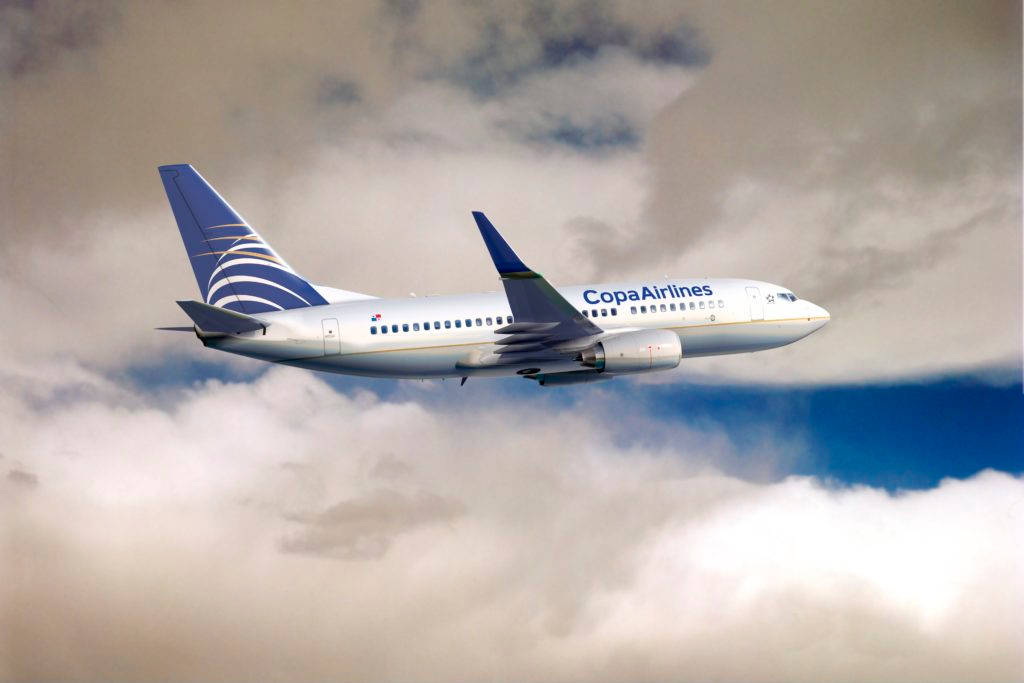 Copa Airlines On Chunky White Clouds Background