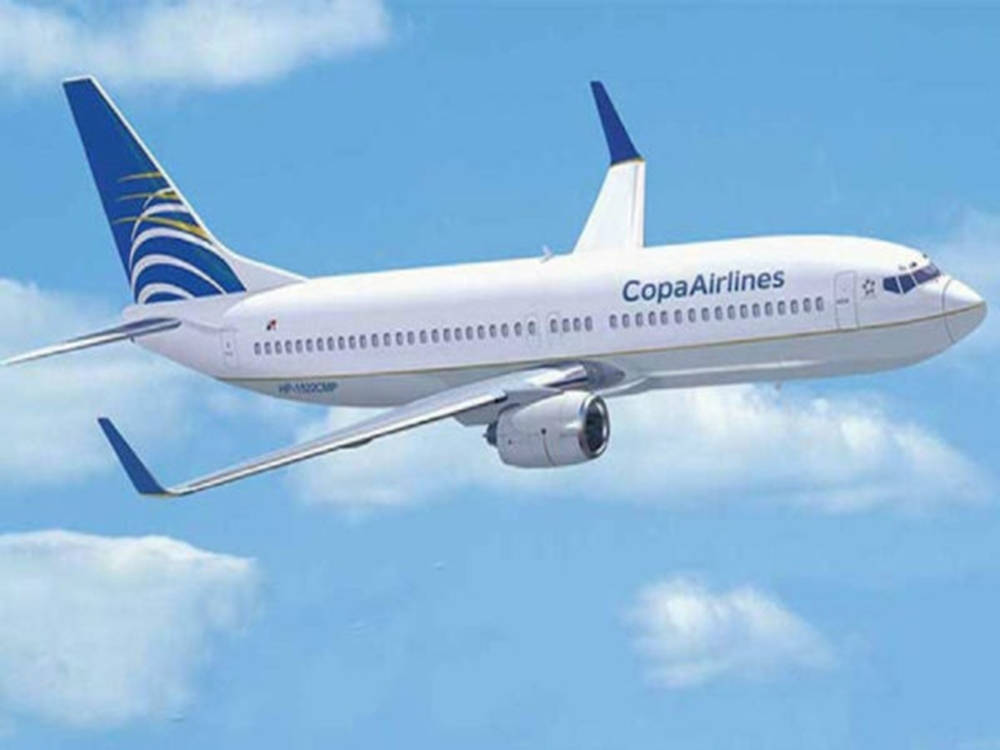 Copa Airlines Plane Flying Sideways Background