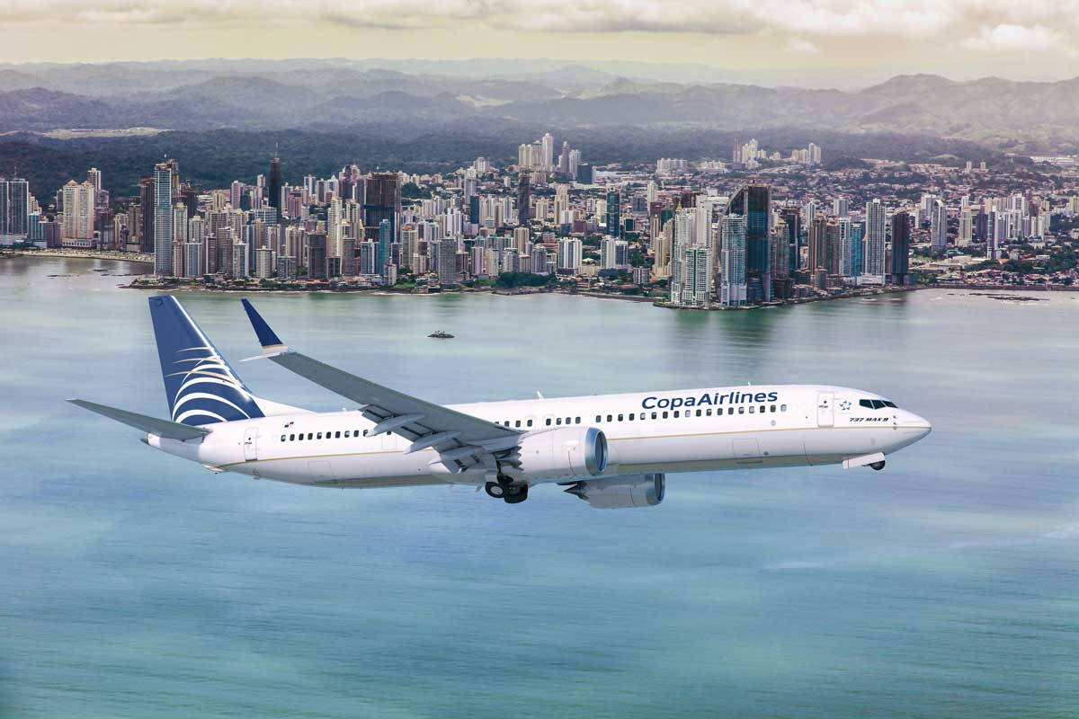 Copa Airlines Plane With City Buildings Background