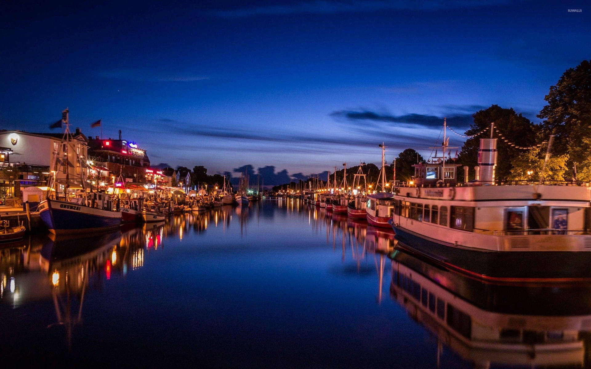 Copenhagen Blue River At Dusk Background