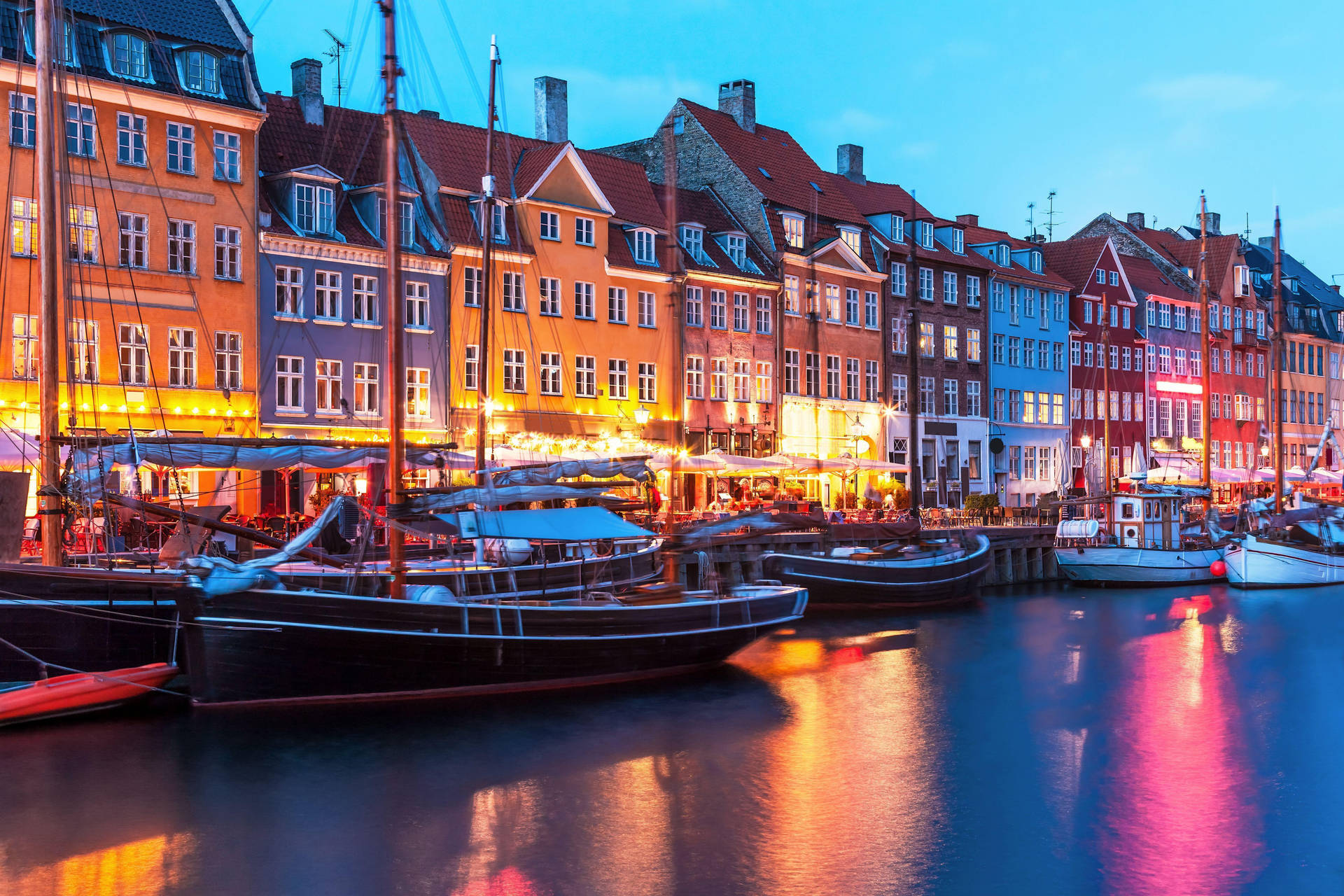 Copenhagen Boat And City Lights