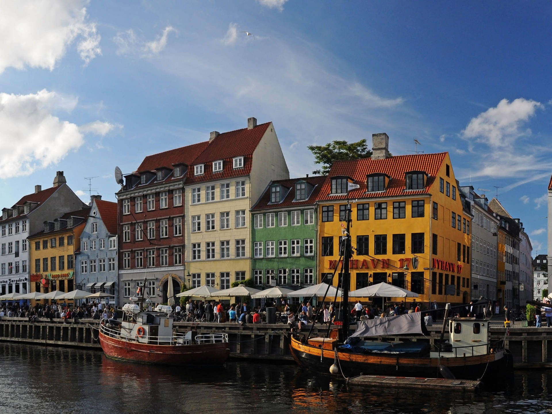 Copenhagen Boats In The River Background