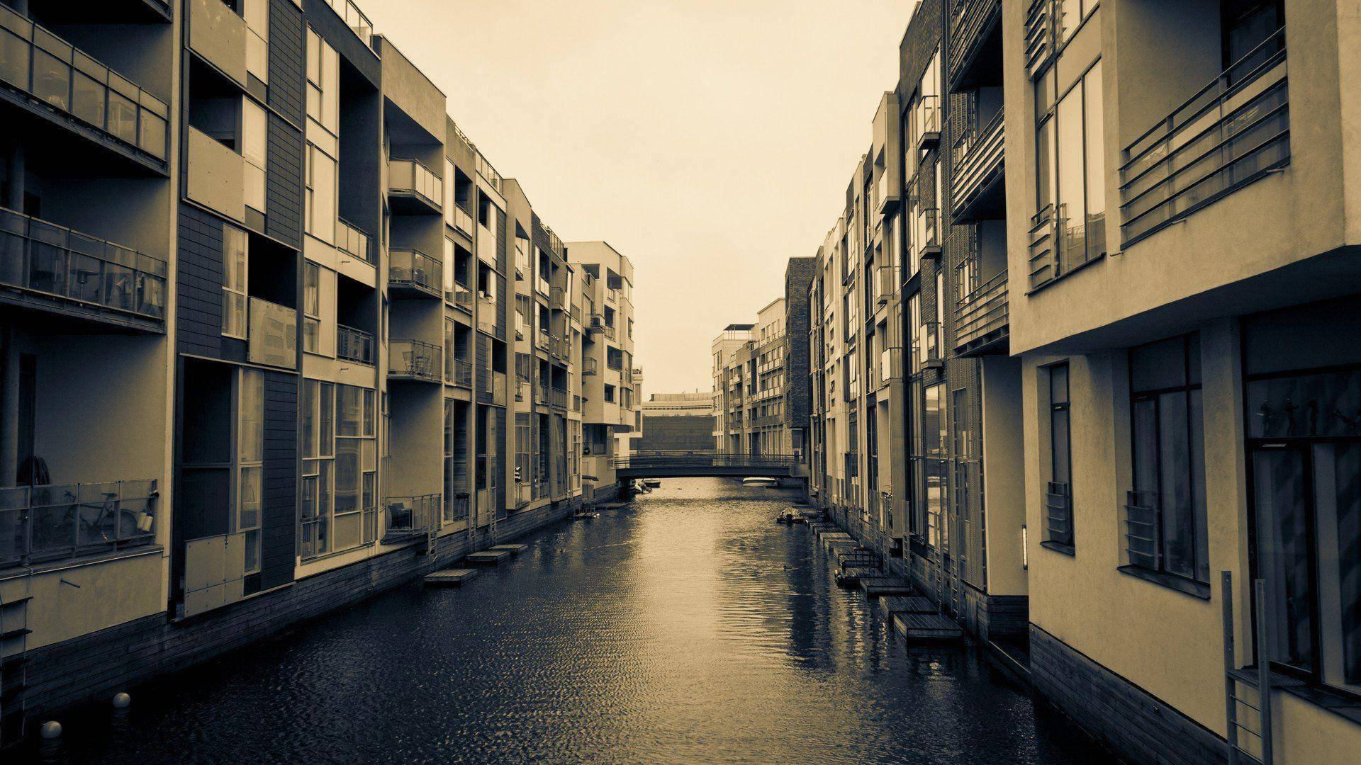 Copenhagen River In Monochrome