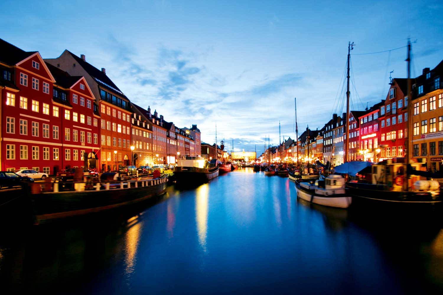 Copenhagen River With Lights Background