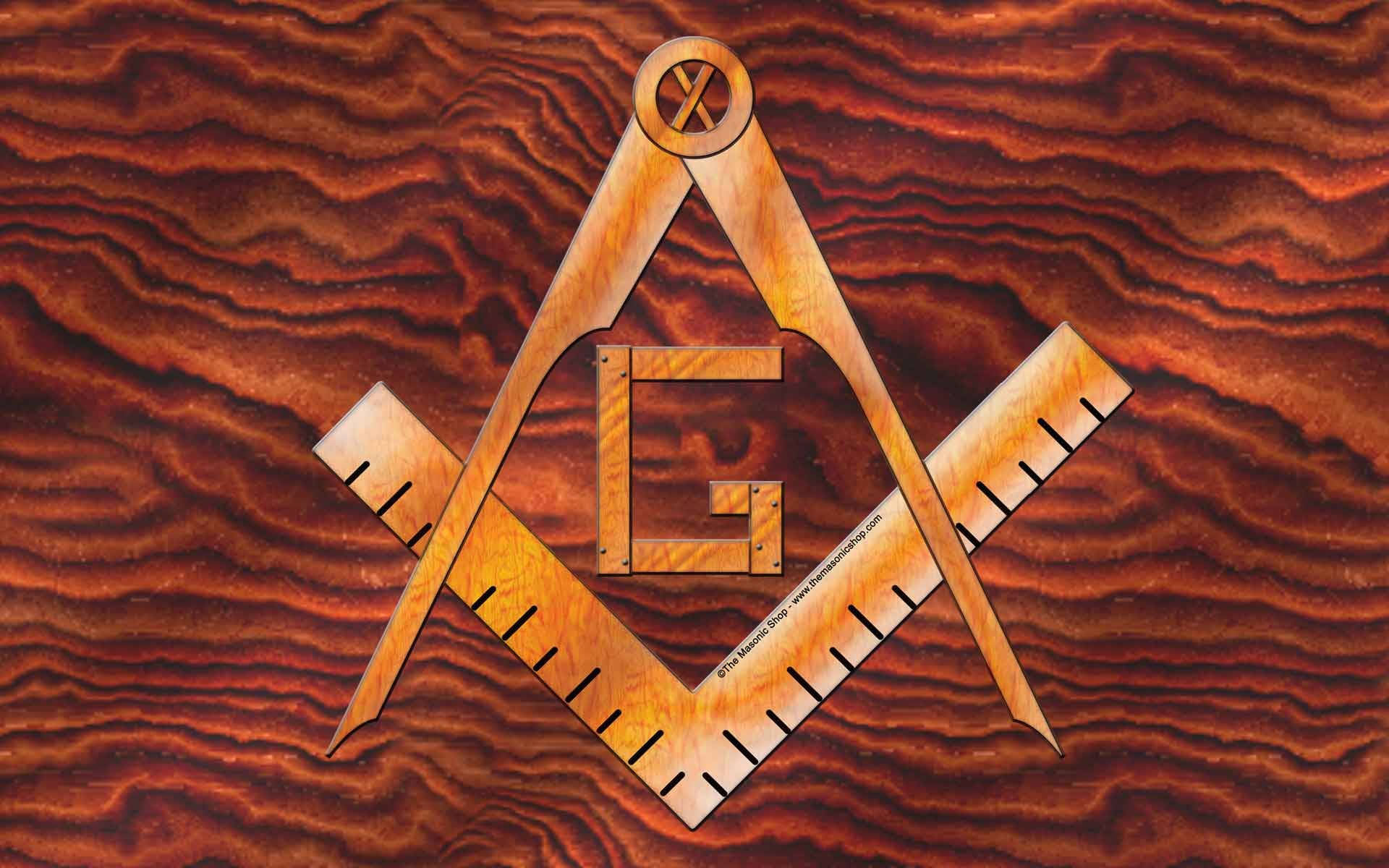 Copper Masonic Logo On Wood Background