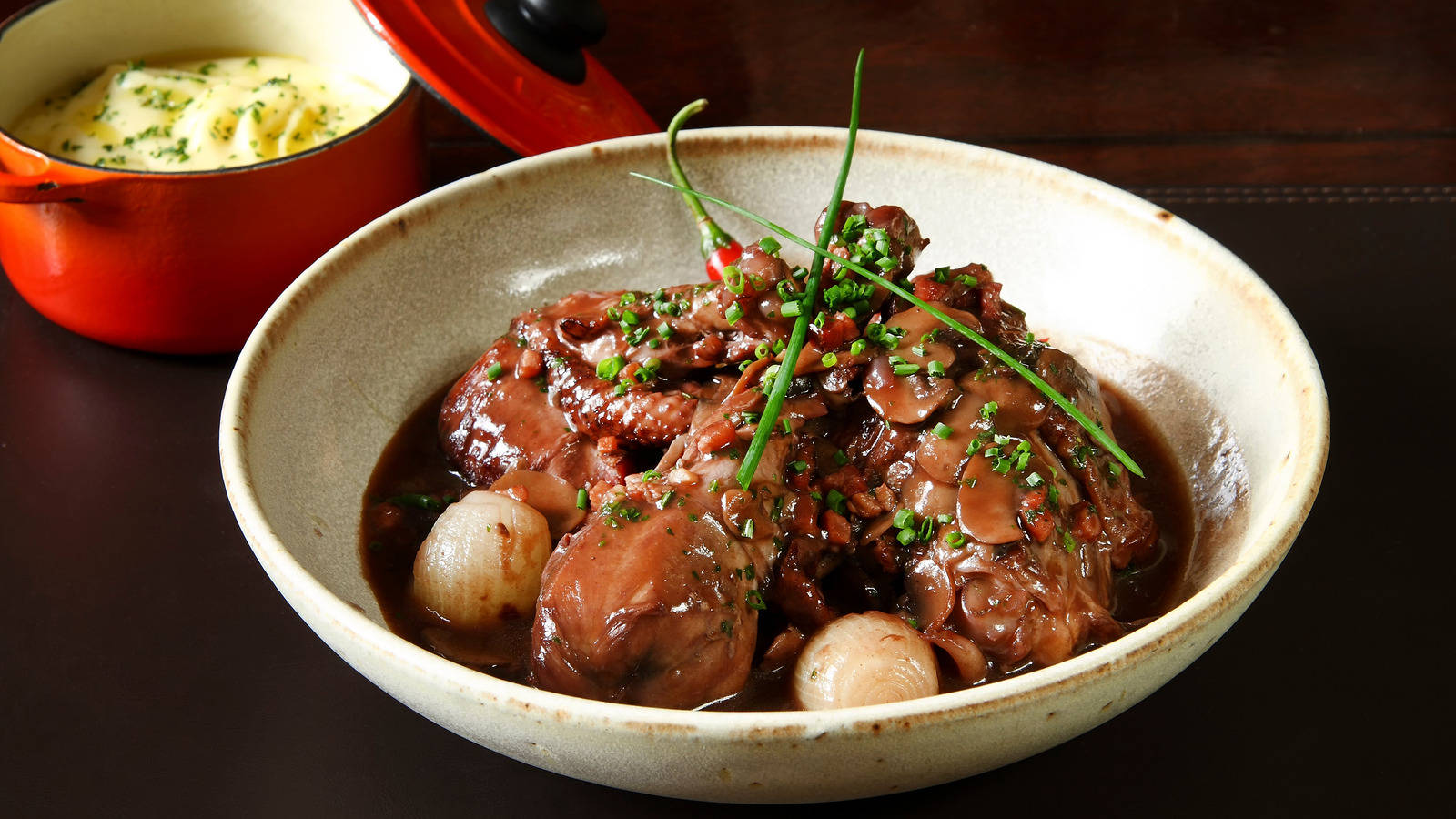 Coq Au Vin And French Onion Soup Background