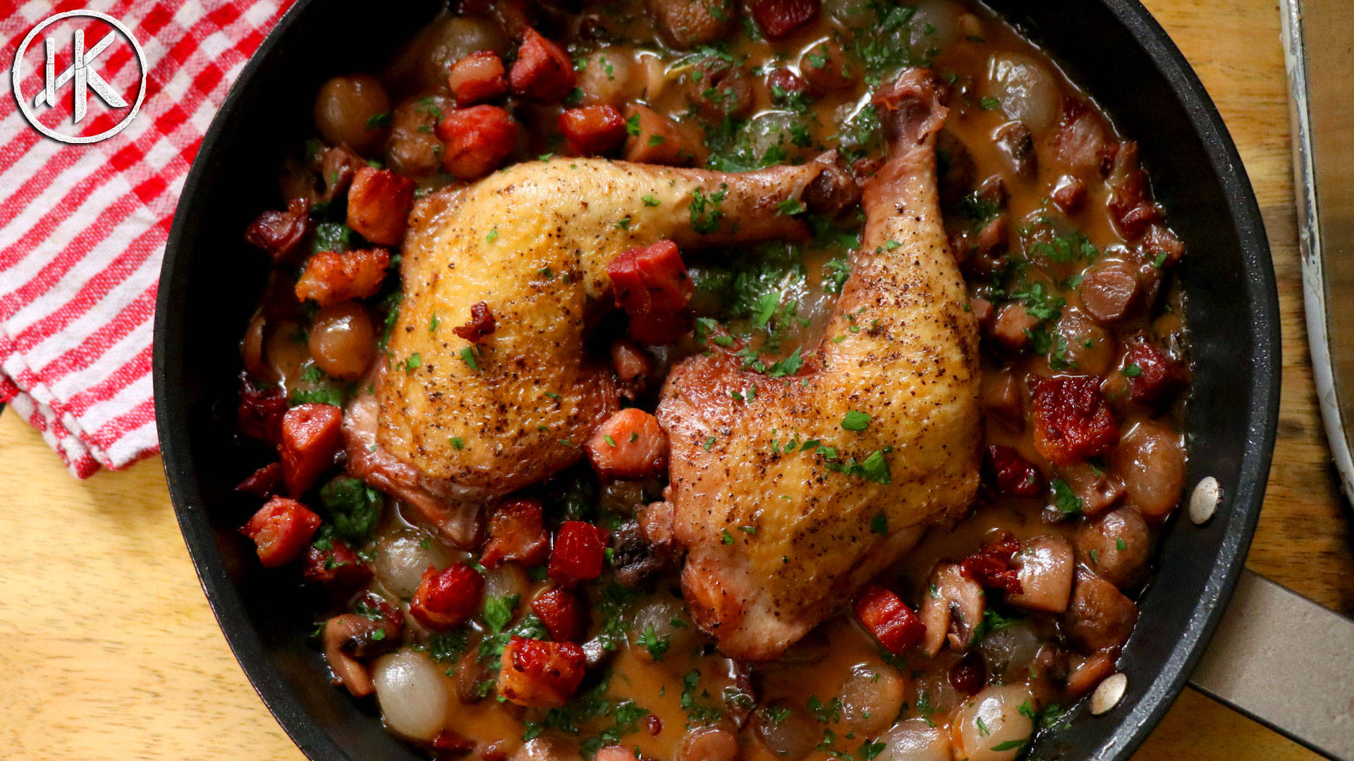 Coq Au Vin Dripping On A Pan