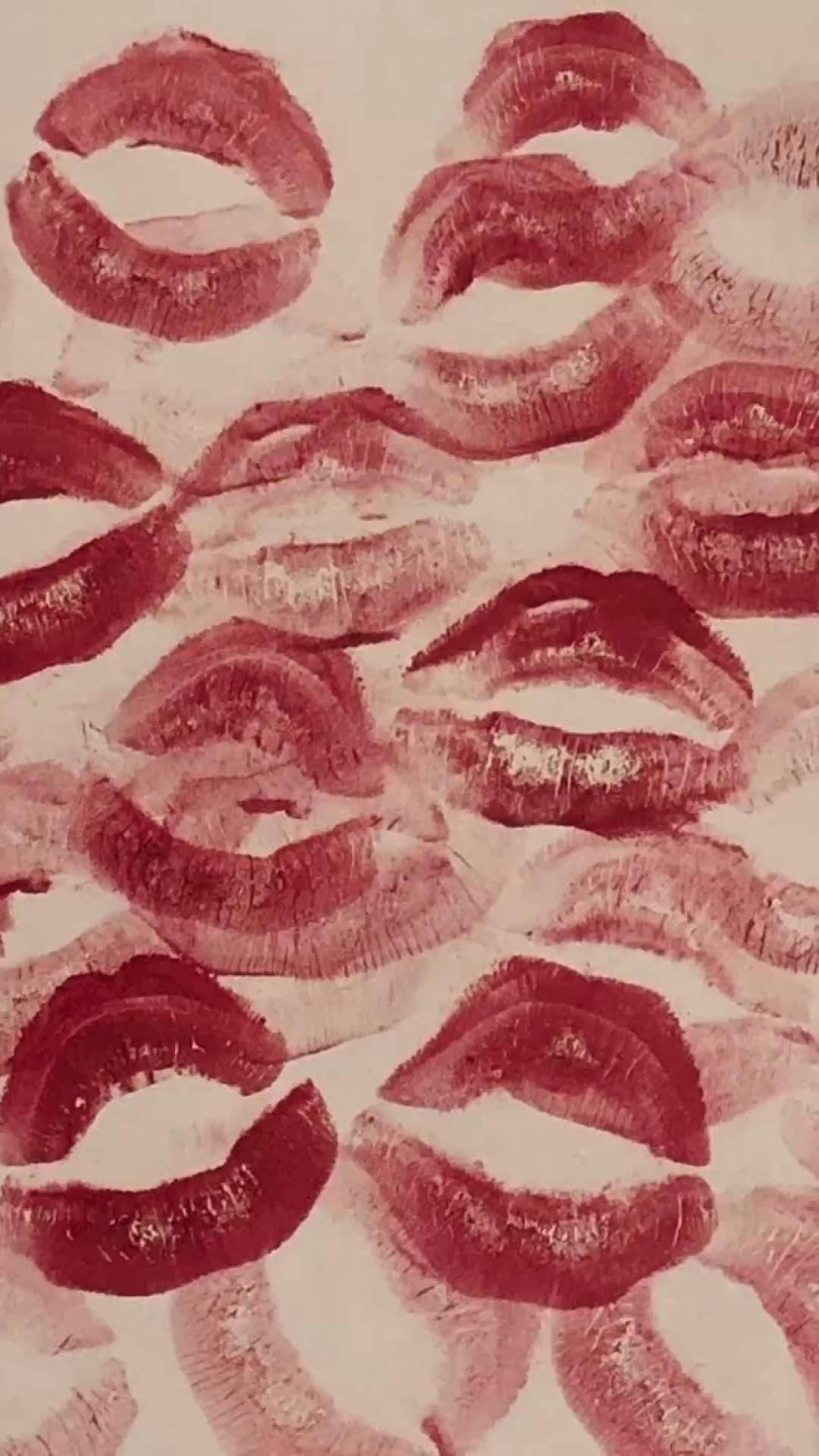 Coquette Red Kiss Marks Background
