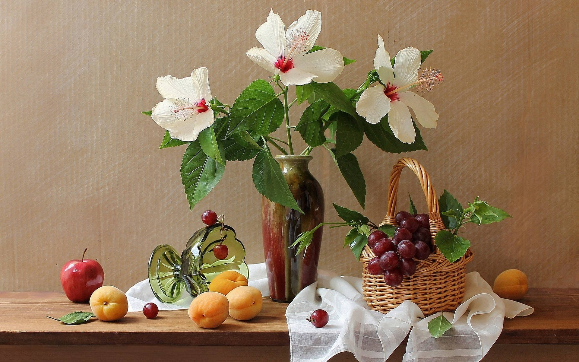 Cordial Fruit And Flower Arrangement Background