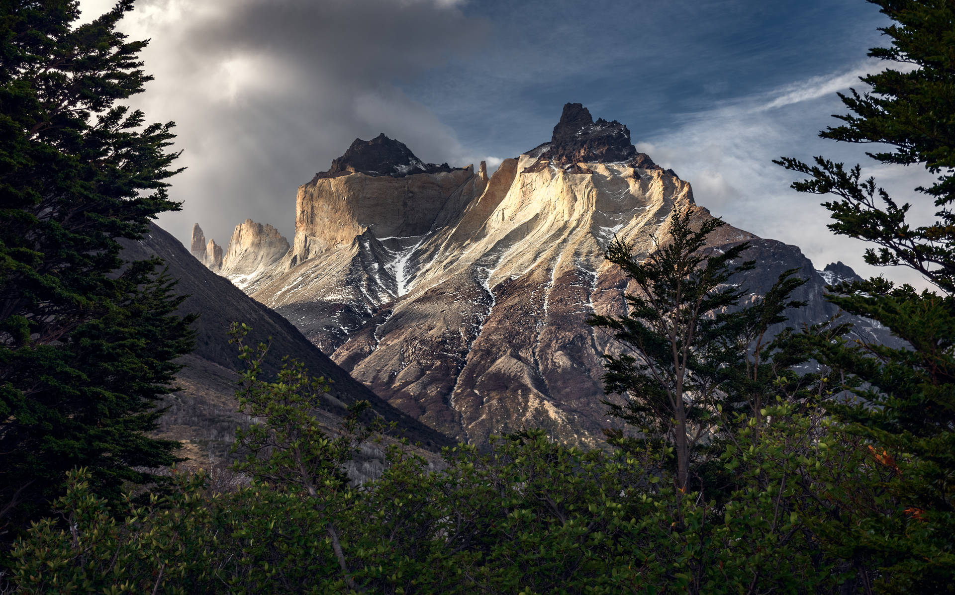 Cordillera Del Paine Rugged Mountain In Chile Background