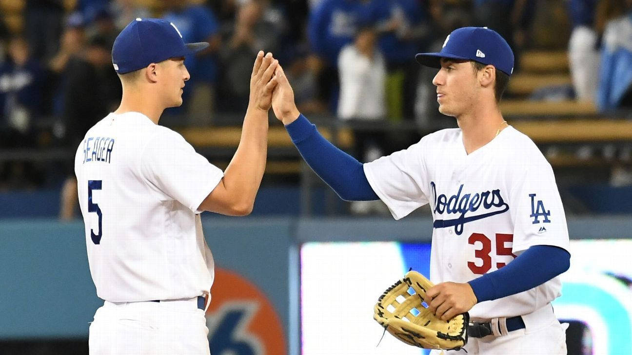 Corey Seager And Cody Bellinger High Five Background