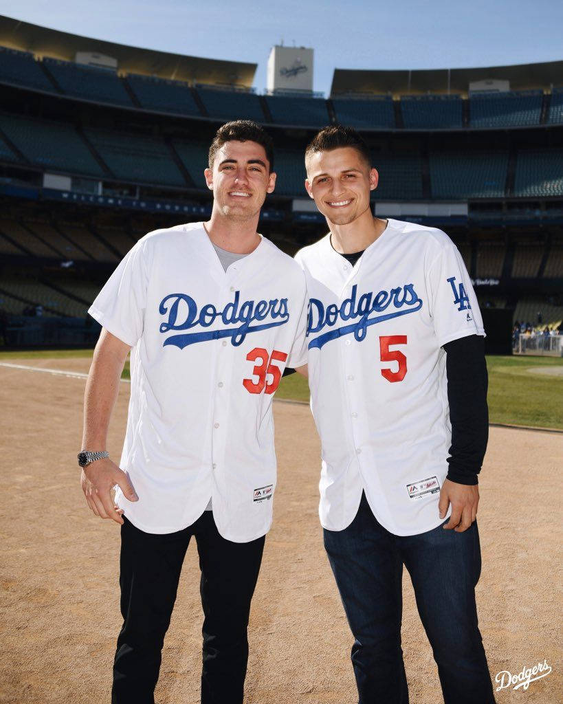 Corey Seager And Cody Bellinger Posing Together Background