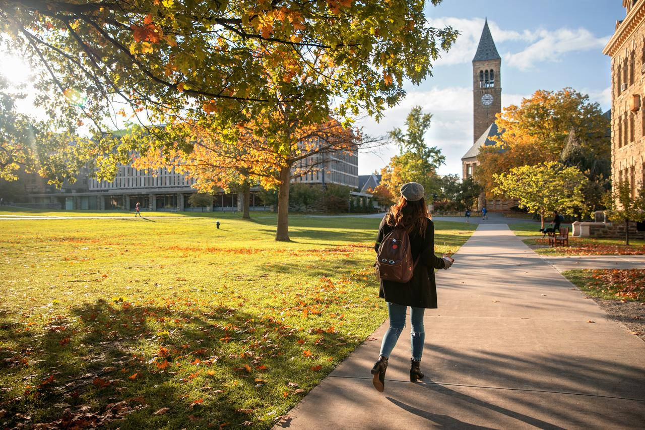 Cornell University Student Walking Background