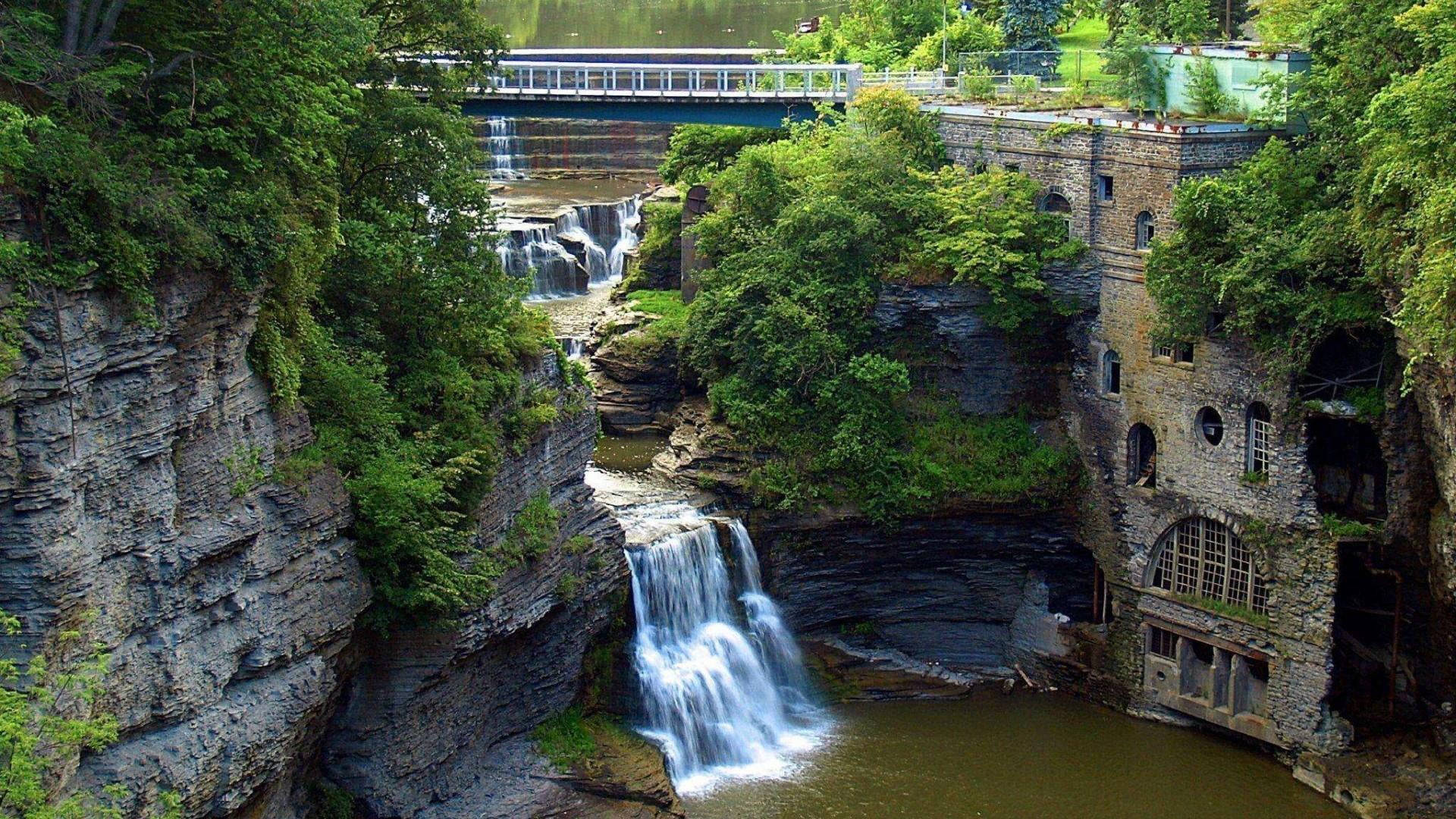 Cornell University Waterfalls Aerial Background