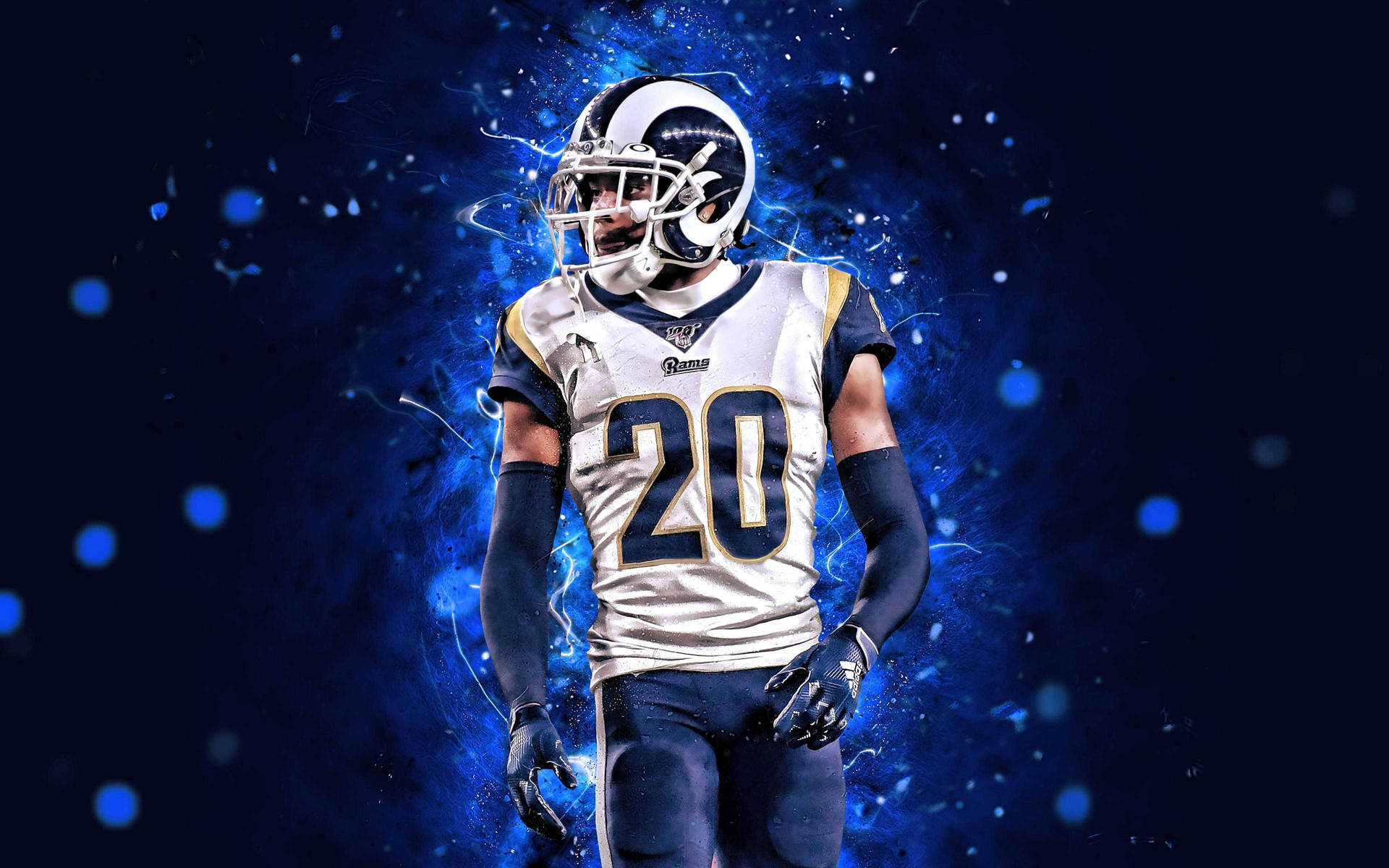 Cornerback Jalen Ramsey Rams In Blue Background