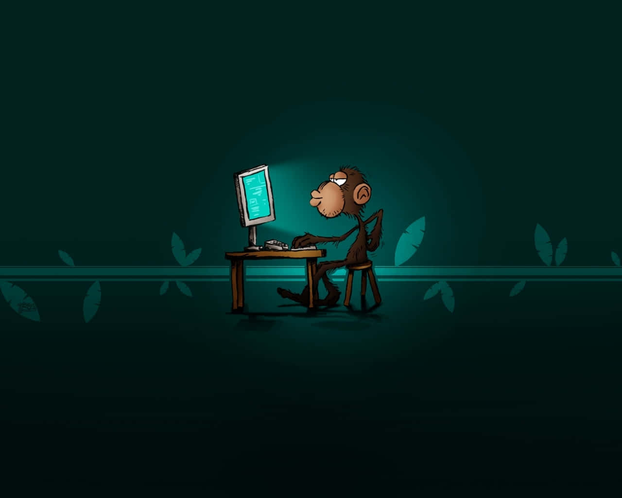 Corny Monkey Using Laptop [wallpaper] Background