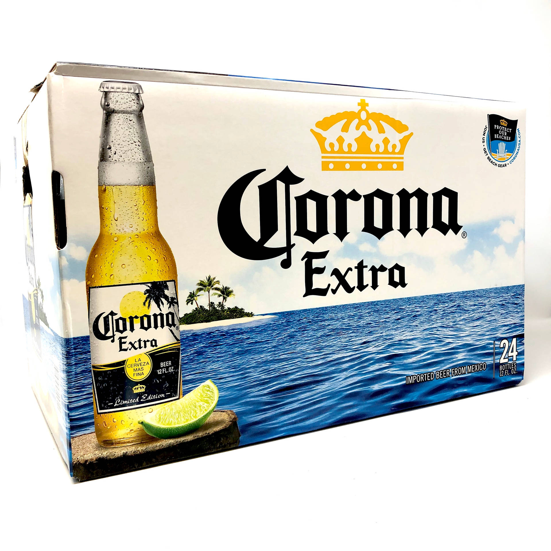 Corona Extra 24 Beer Bottle Box Background