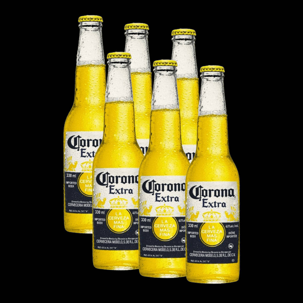 Corona Extra 6 Glass Bottles Background