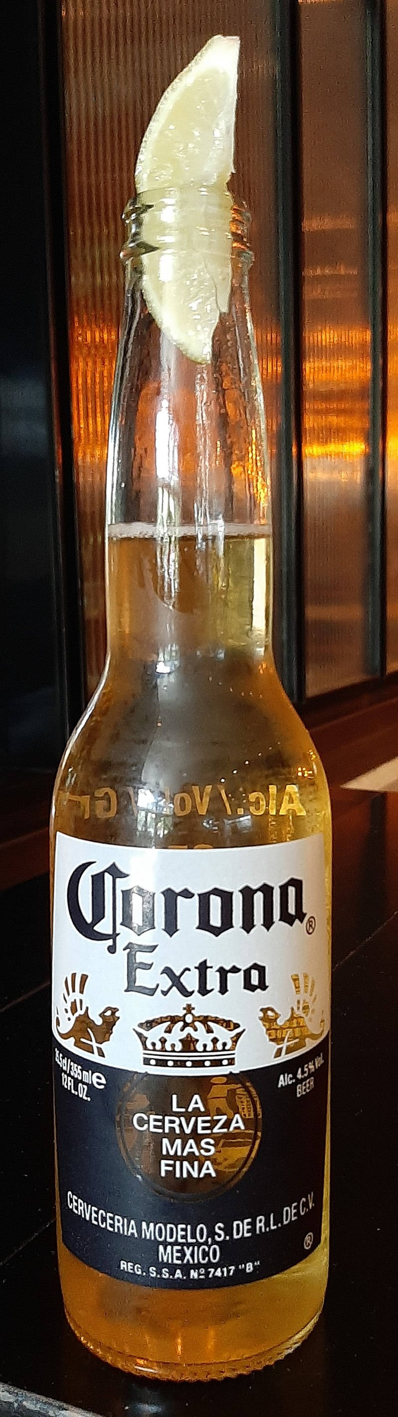 Corona Extra With Lemon Background