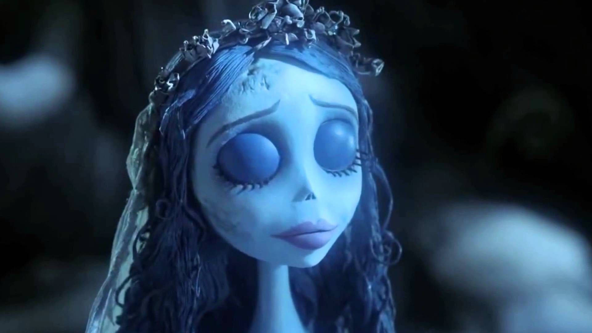 Corpse Bride Illuminated By Blue Light Background