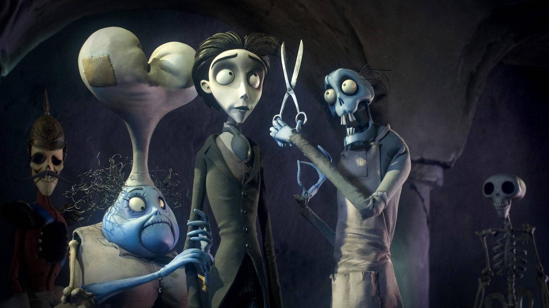 Corpse Bride Skeleton With Big Scissors Background