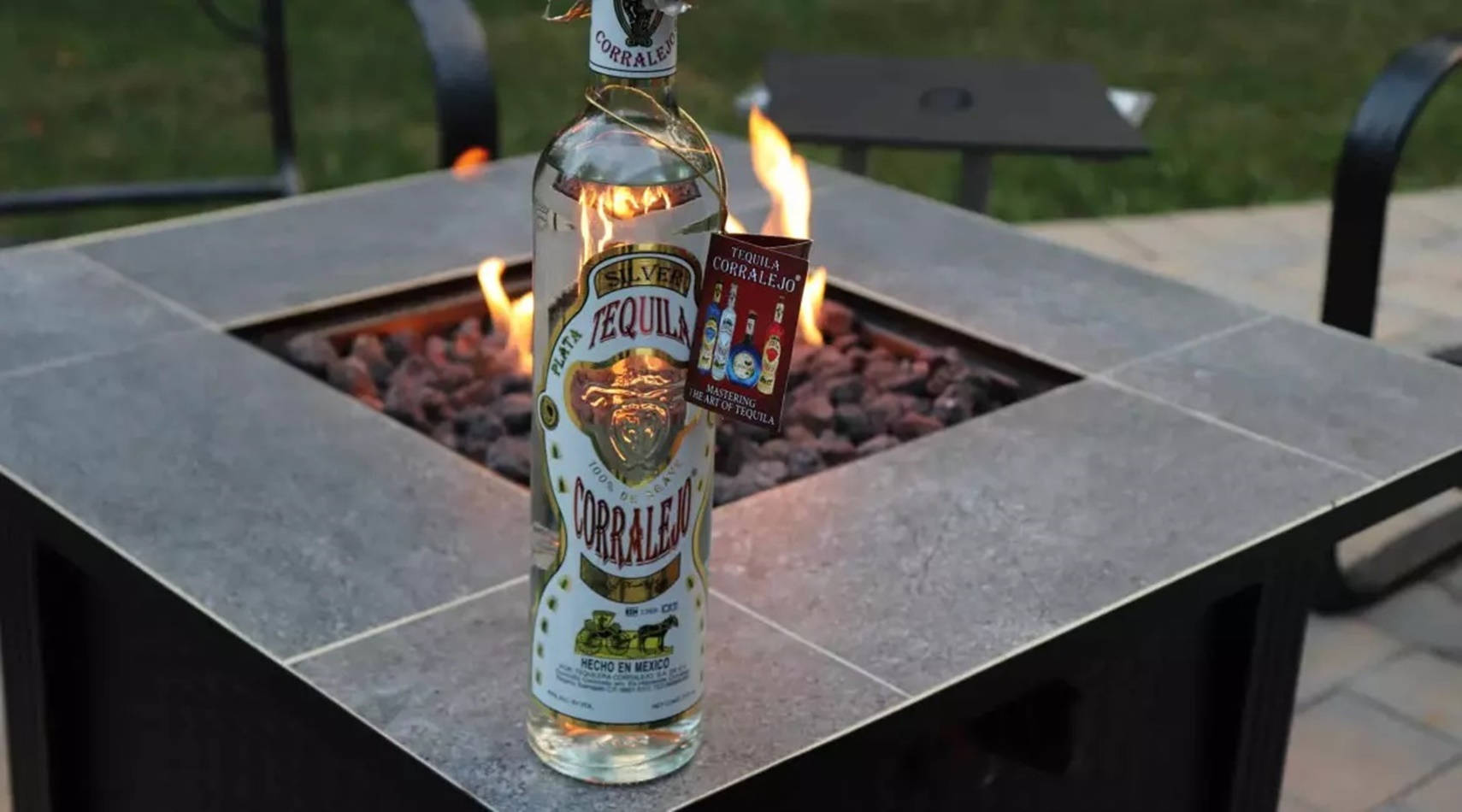 Corralejo Silver Tequila Backyard Fire Background