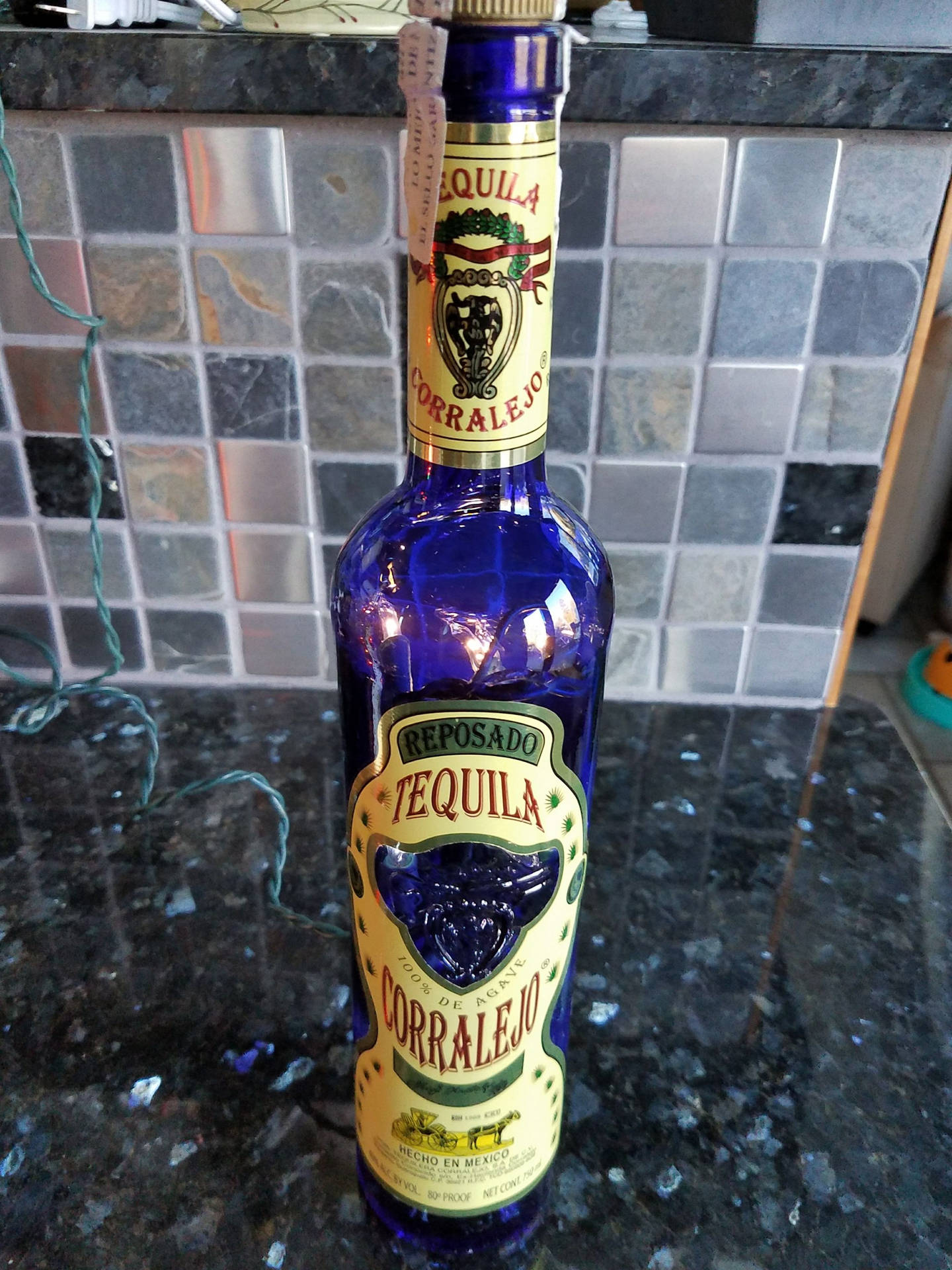 Corralejo Tequila Reposado Blue Bottle Liquor Alcohol Background