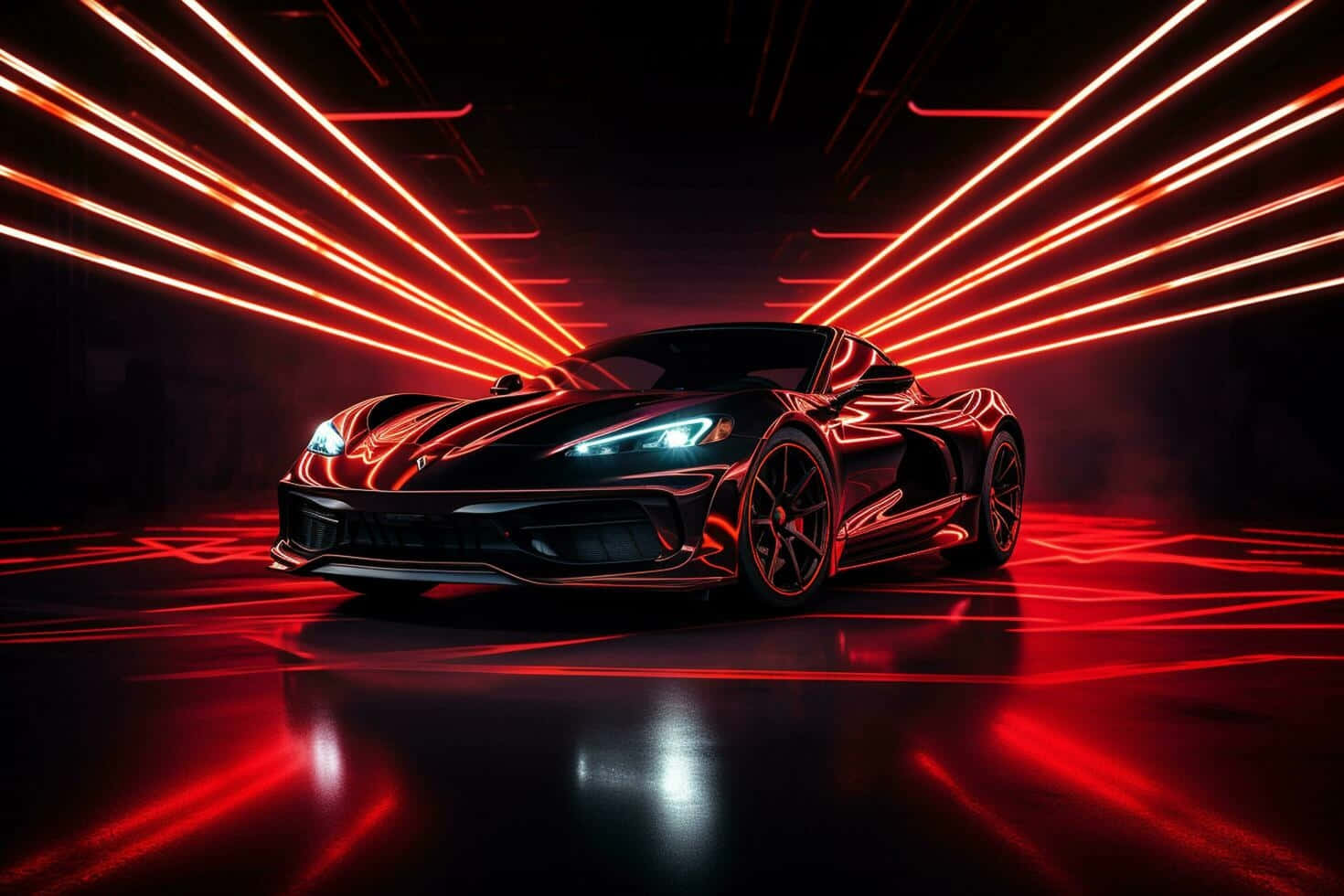 Corvette C8 Red Lights Dynamic Showcase Background