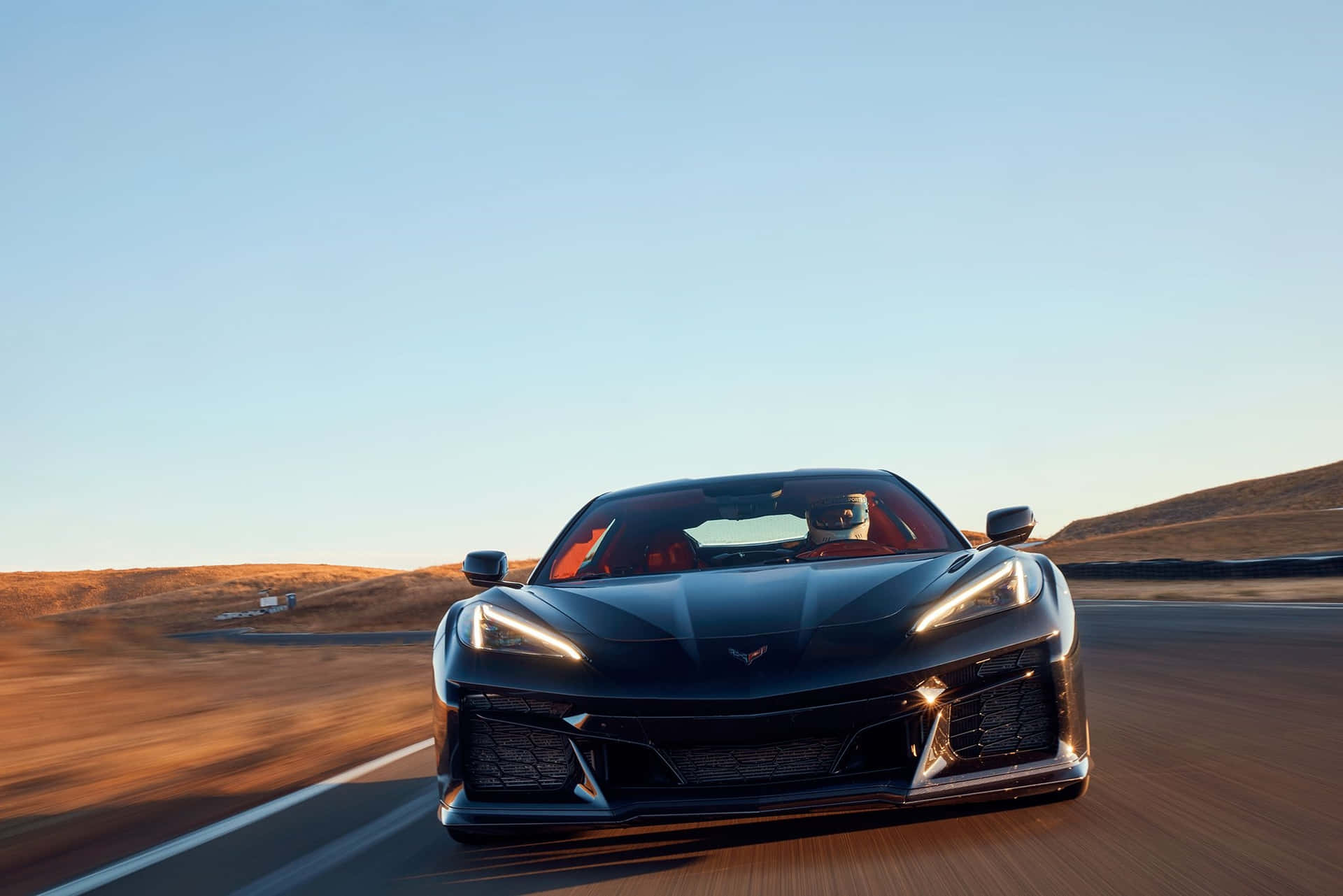 Corvette C8 Speedingon Track Background