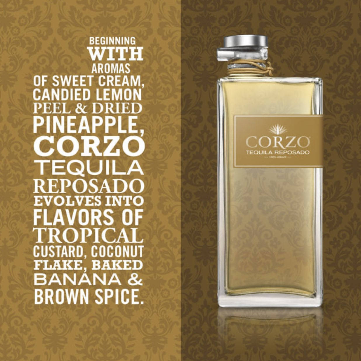 Corzo Reposado Tequila Ingredients Background