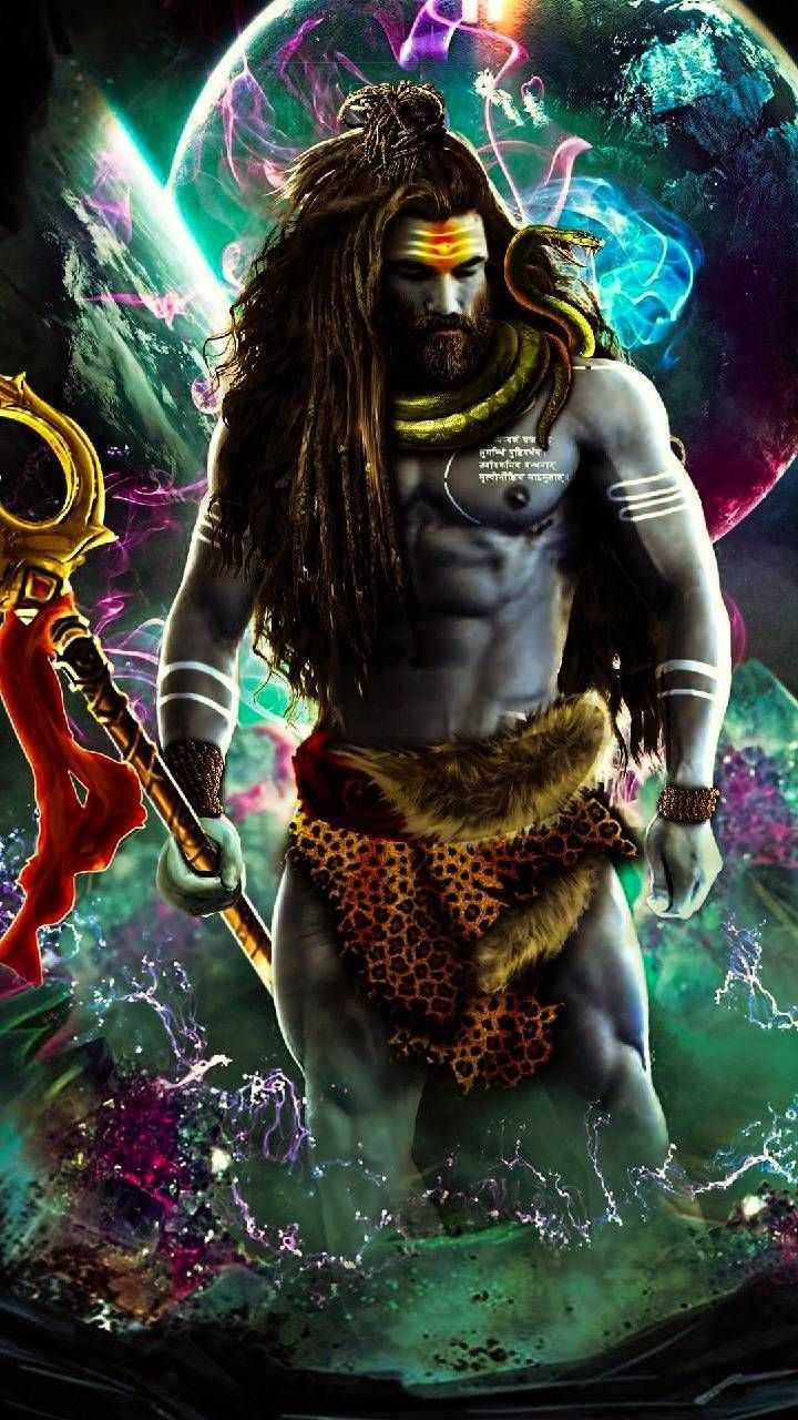 Cosmic Aghori Art Shiva Spear Background