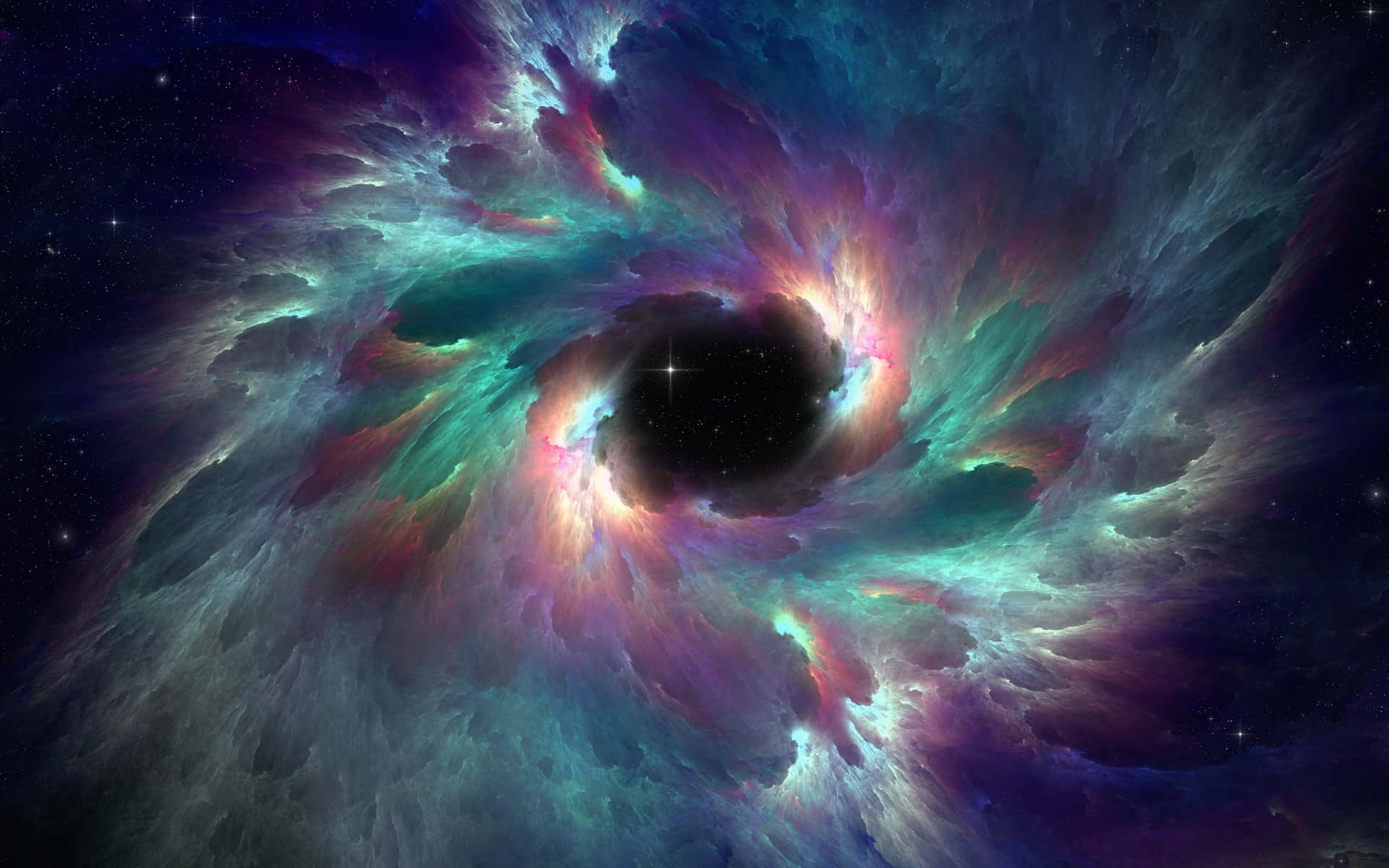 Cosmic Black Hole Colorful Clouds